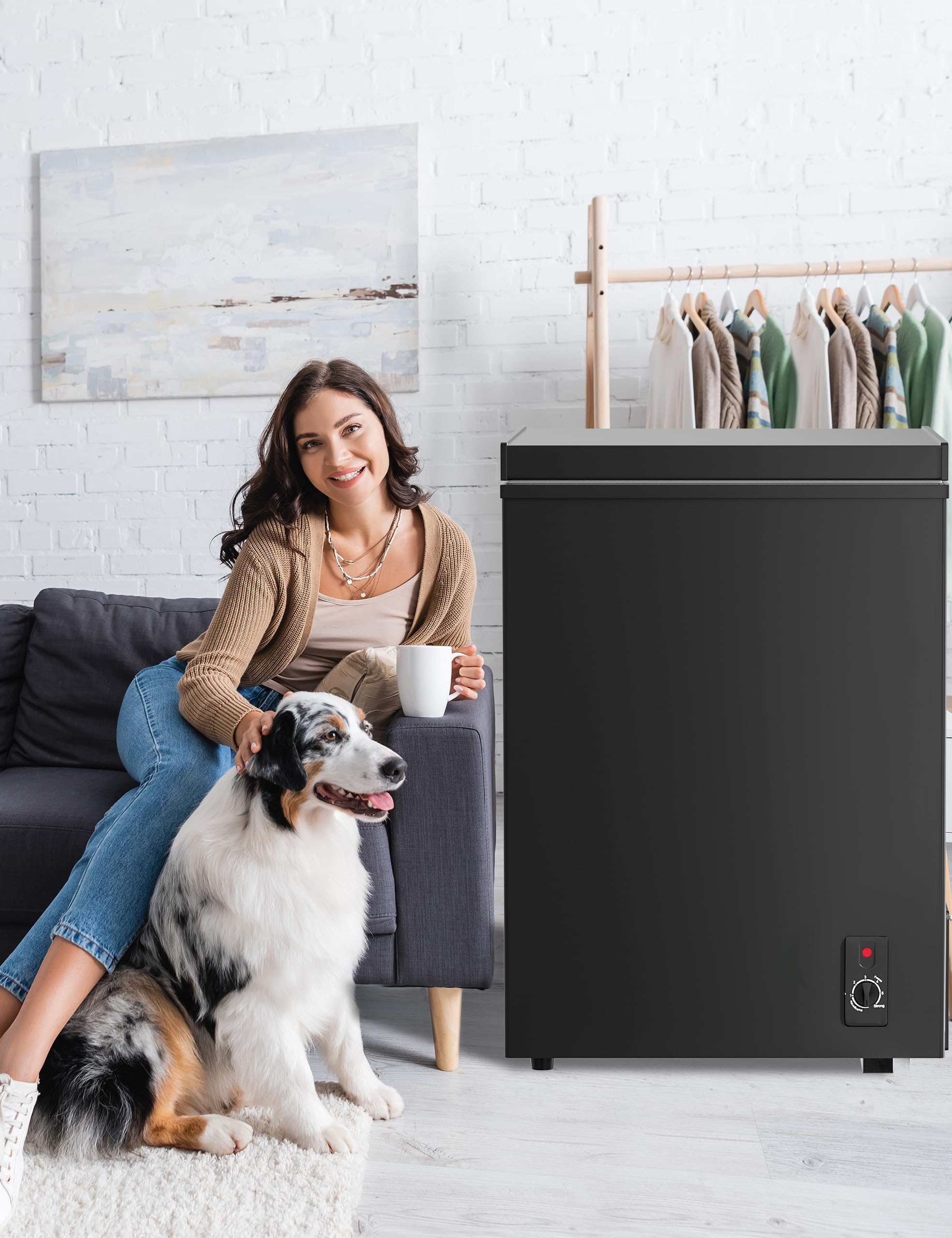 7.0 Cu Ft Chest Freezer - Energy Saving Quiet Top Open Door Mini Freezer Adjustable 6 Thermostat - Compact Small Deep Freezer w/Removable Basket and Defrost Water Drain for Home/Apartment/Garage