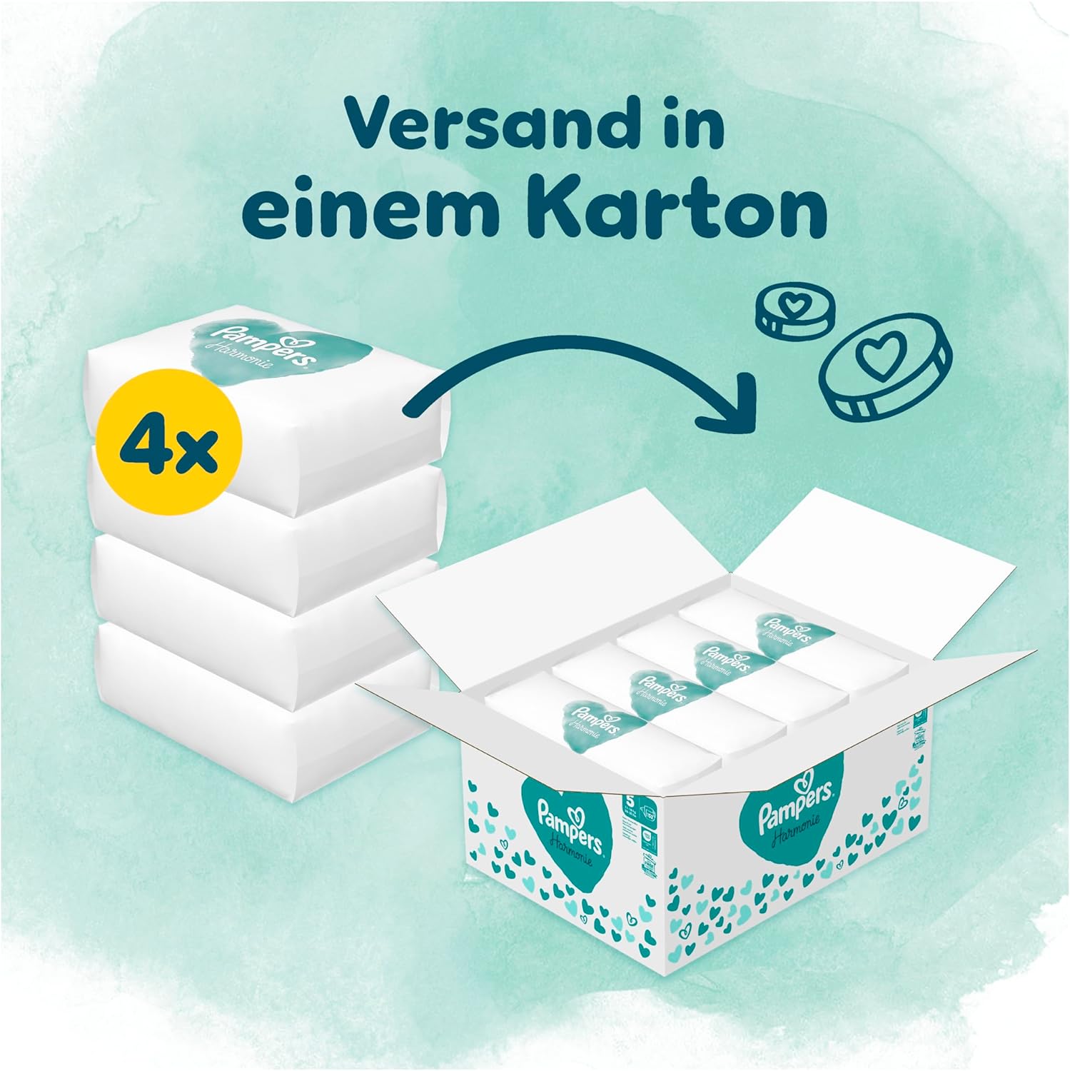 Pampers Harmonie Windeln Größe 5, 152 Windeln, 11kg-16kg, sanfter Hautschutz mit 100Prozent Pampers Schutz