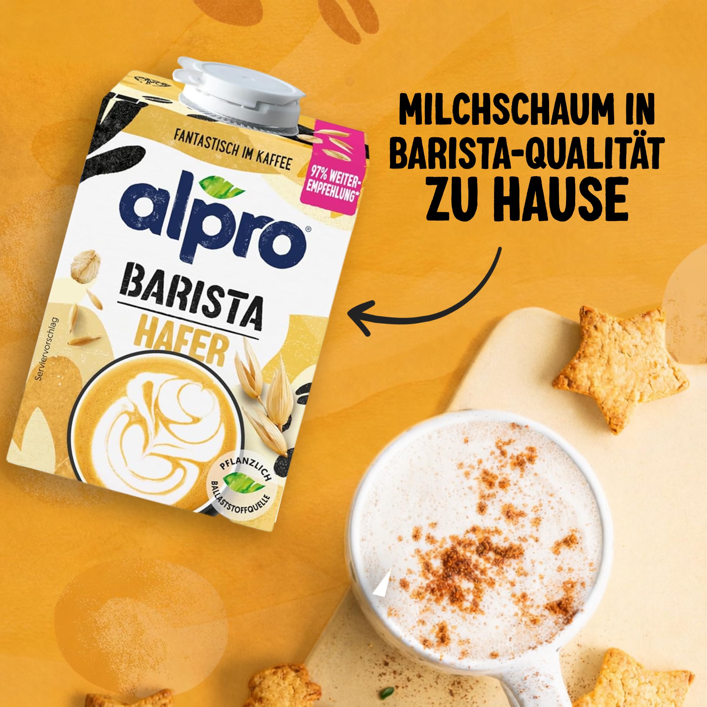Alpro Barista Kokos – Zum Aufschäumen – 100 Prozent pflanzlich, vegan und milchfrei – Von Natur aus laktosefrei – Reich an Calcium und Vitaminen – 8 x 1 L