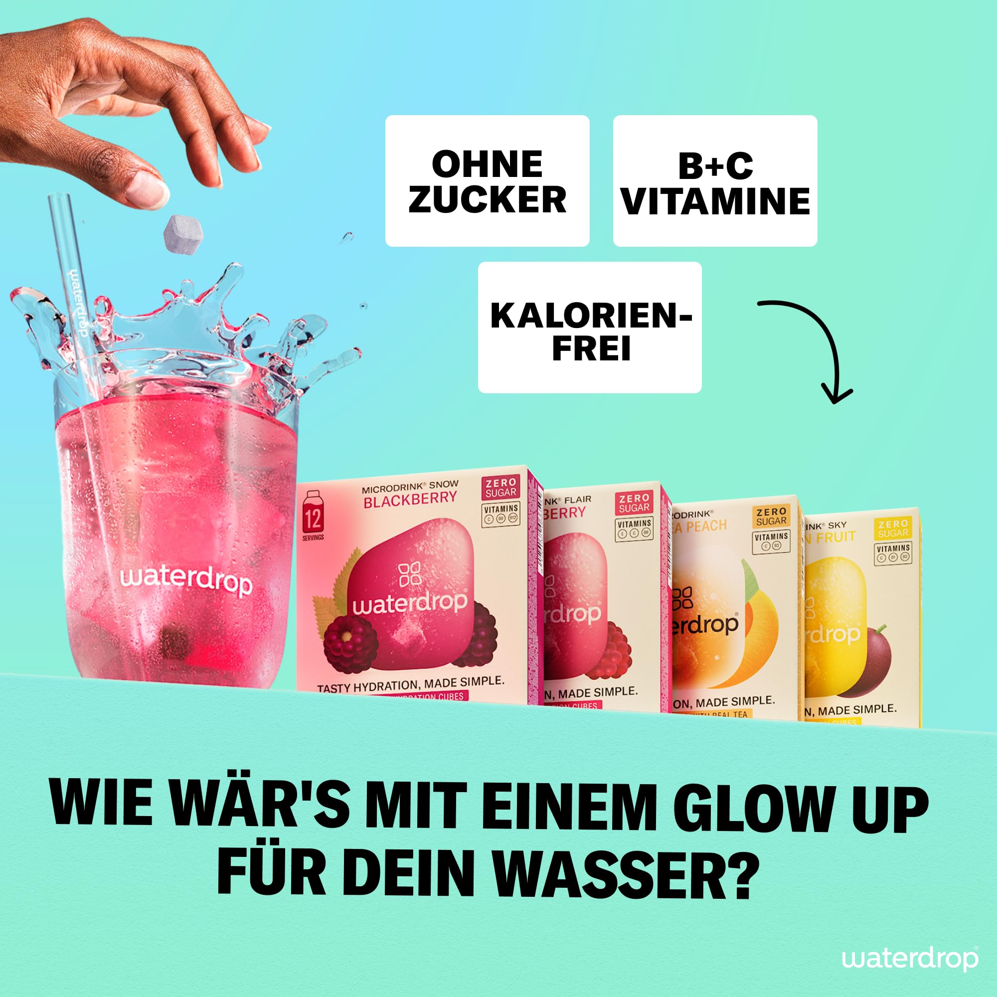 waterdrop® Beeren & Früchte Set – 48 Waterdrop Würfel in 4 verschiedenen Sorten – Zuckerfreier Durstlöscher & Alternative zu Getränkesirup und Geschmackspulver – Flavour Drops im Wasser auflösen