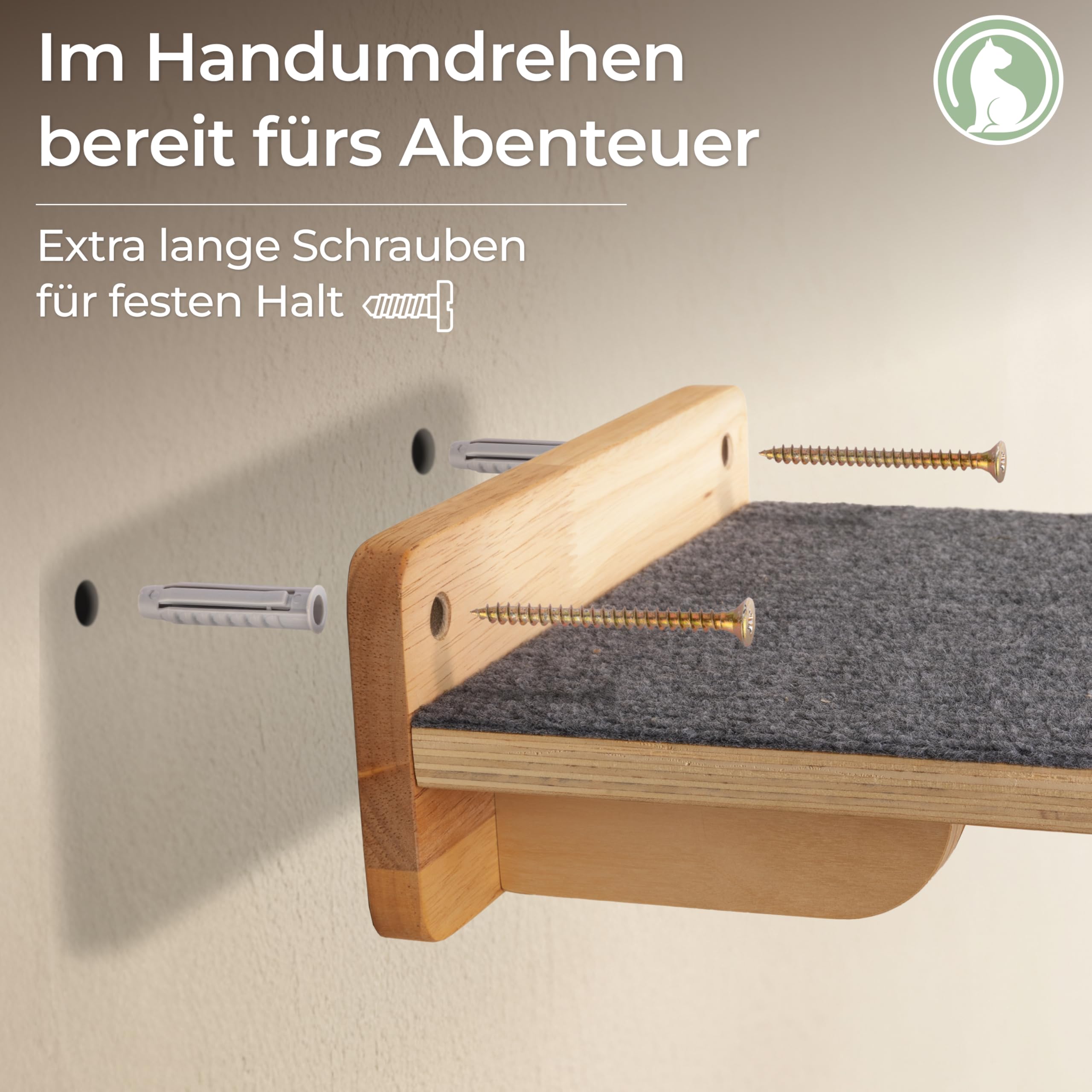 WOOWOOD® 2X Kletterwand Katzen - 3X Katzentreppe Wand [Beste Stabilität] - Kratzbaum Wand, Hängematte Katze, Wandkratzbaum, Katzenmöbel, Katzenwand, Katzen Kletterwand Set (5 teilig)