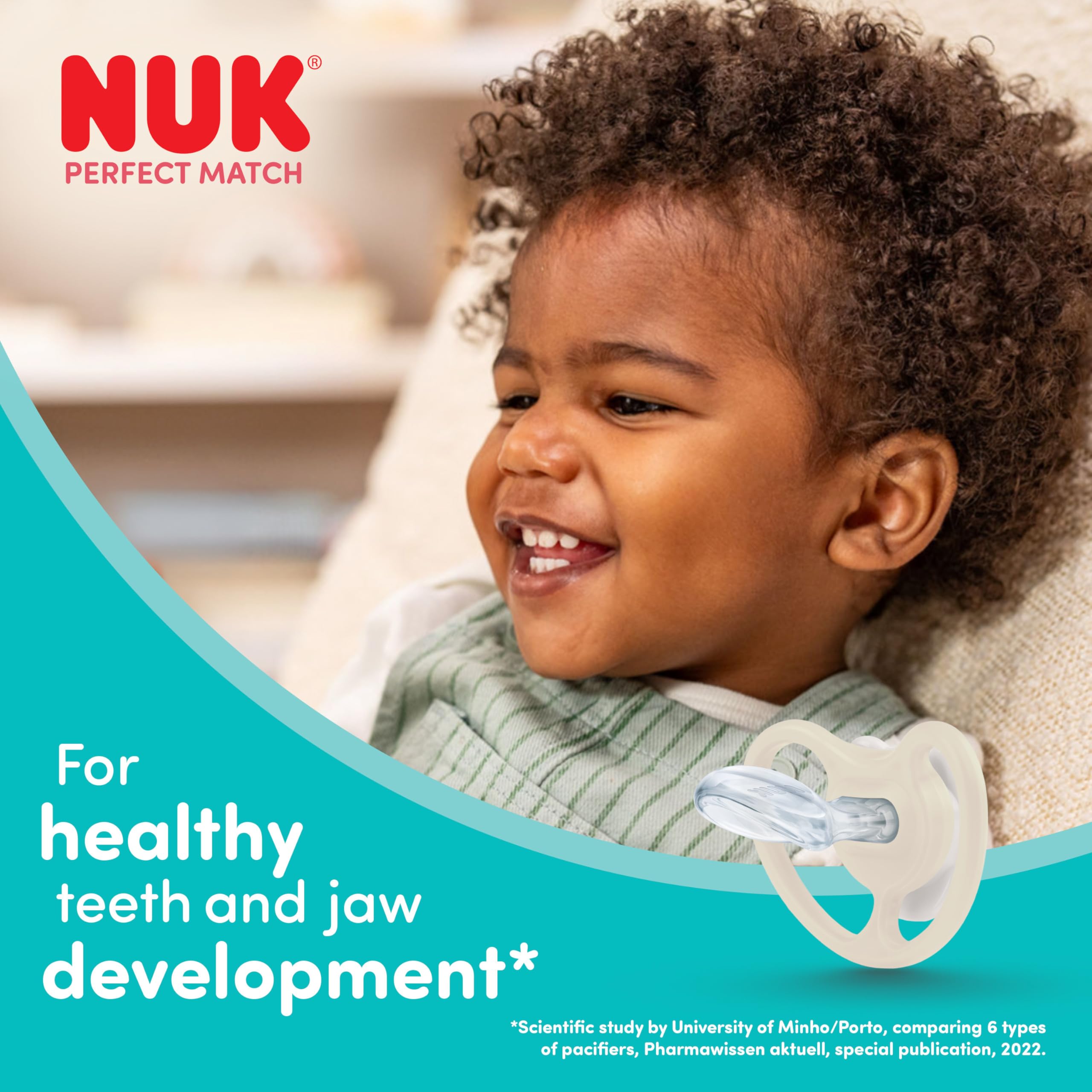 NUK Perfect Match Air Day & Night Baby-Schnuller | 0-6 Monate | Leuchtende Schnuller, die Luftzirkulation fördern & Speichelrash verhindern | 95% Baby-Akzeptanz** | Sortiert | 4 Stück