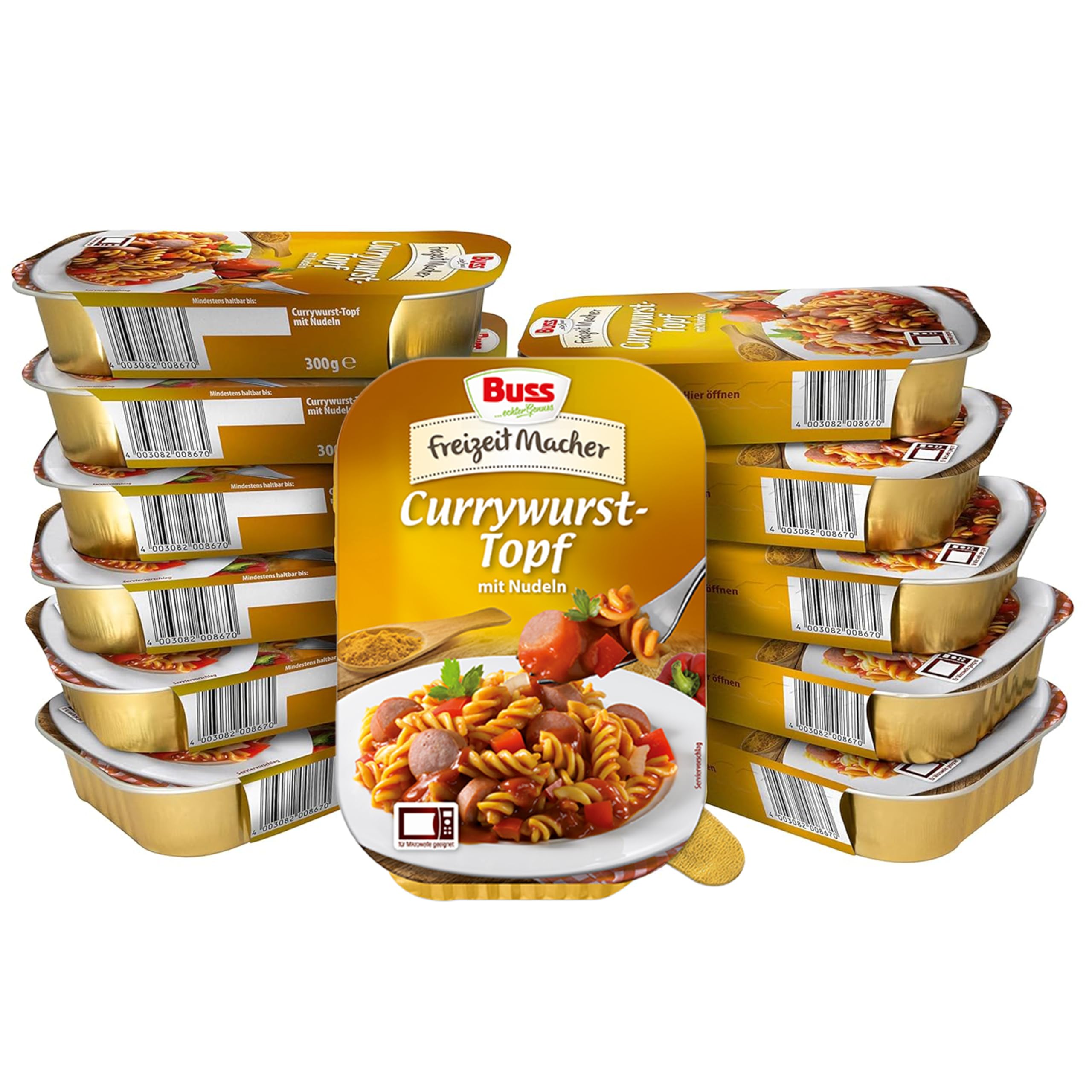 Buss Freizeitmacher Traditioneller Grünkohl Eintopf mit Kartoffeln und Mettenden - Fertiggerichte zum Aufwärmen in Mikrowelle & Topf - Schnell & Einfach Zubereitet - 12 x 300g