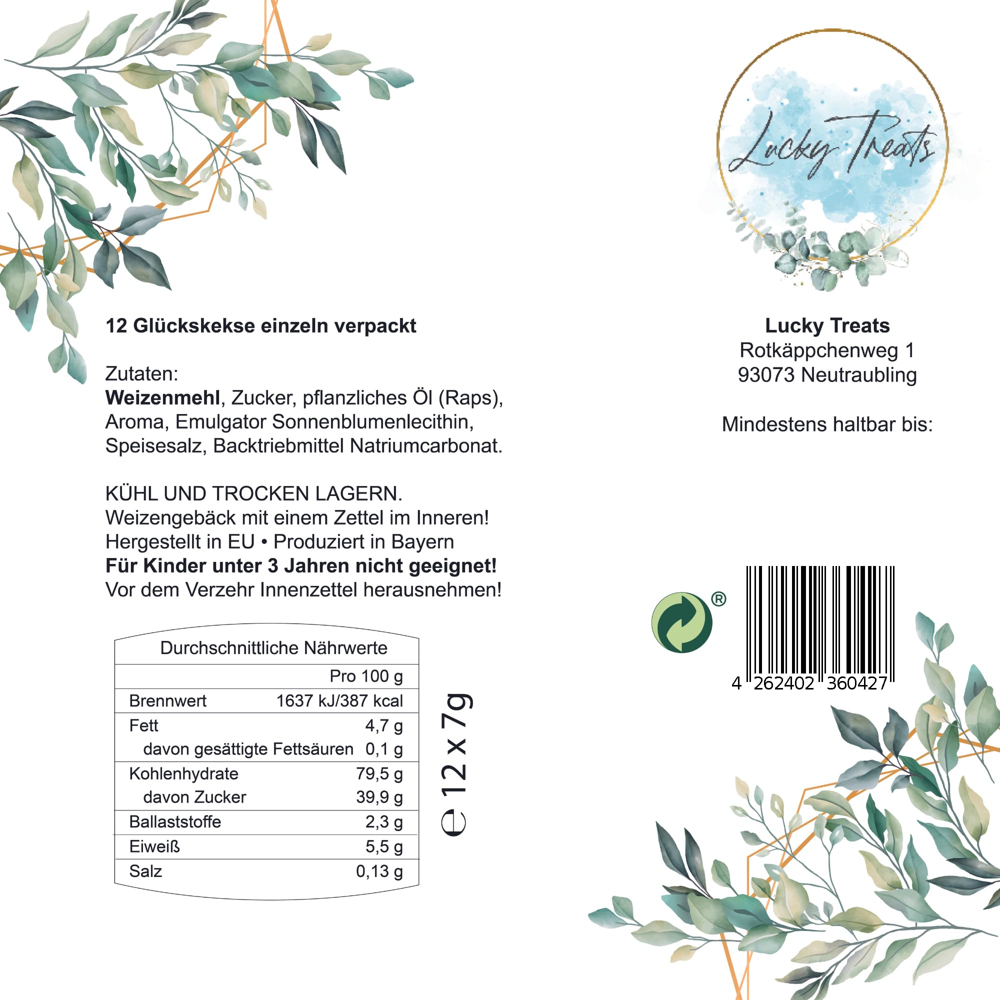 Lucky Treats Glückskekse - 25 Stück - Schön, dass du da bist - Gastgeschenke Hochzeit Deko - Sprüche auf Deutsch & Englisch - regional hergestellt