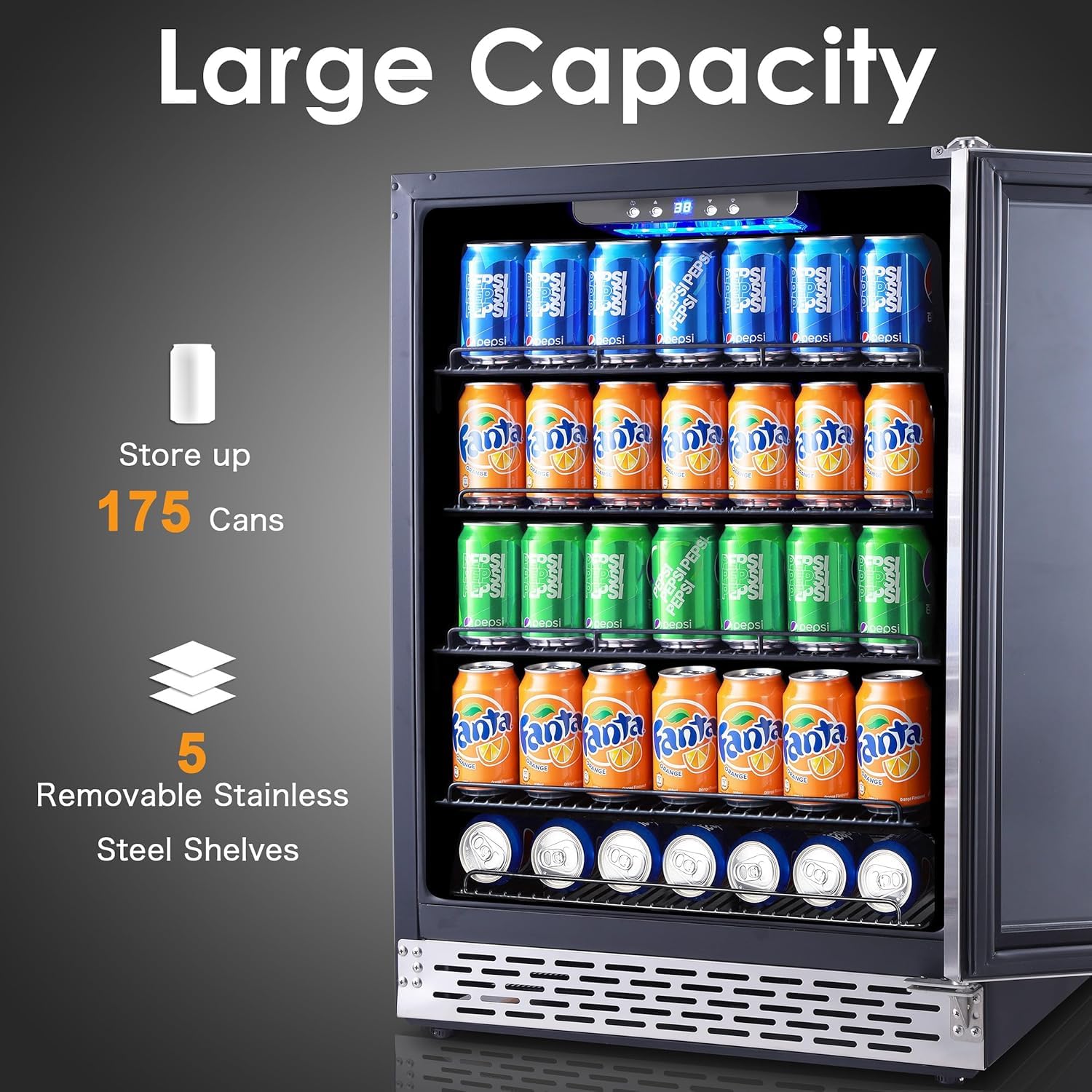 Phiestina Beverage Fridge, 24 Inch Wine and Beverage Refrigerator, Under Counter Wine Cooler- 20 Bottles & 76 Cans, Built-in/Freestanding Dual Zone with Glass Door