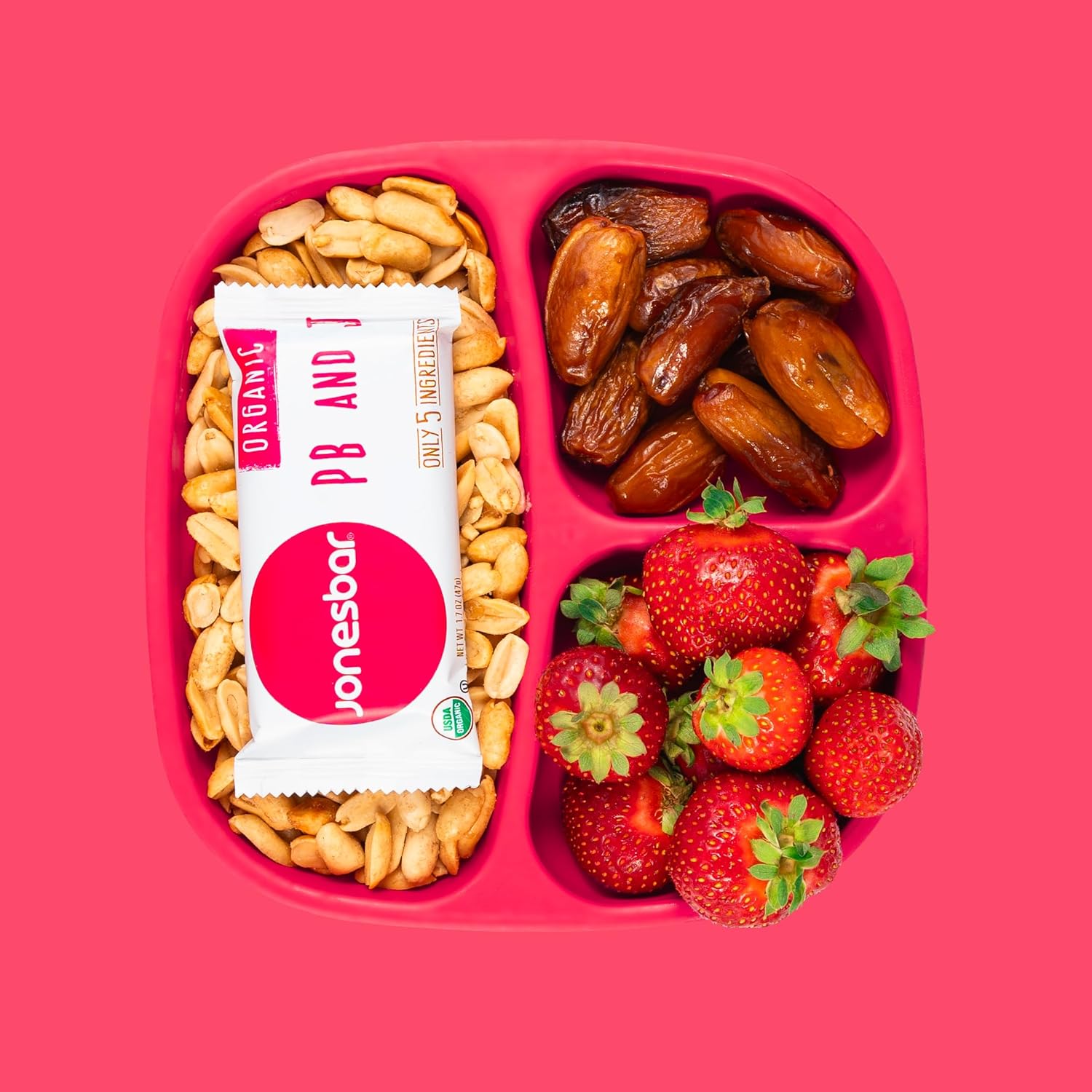 JONESBAR Organic Plant-Based Protein Bars | Peanut Butter and Jelly | Fruit & Nut Bar, Kosher, Gluten-Free, Breakfast Bars, School Snacks, Vegan Snack & Healthy Snacks for Adults and Kids (Pack of 12)