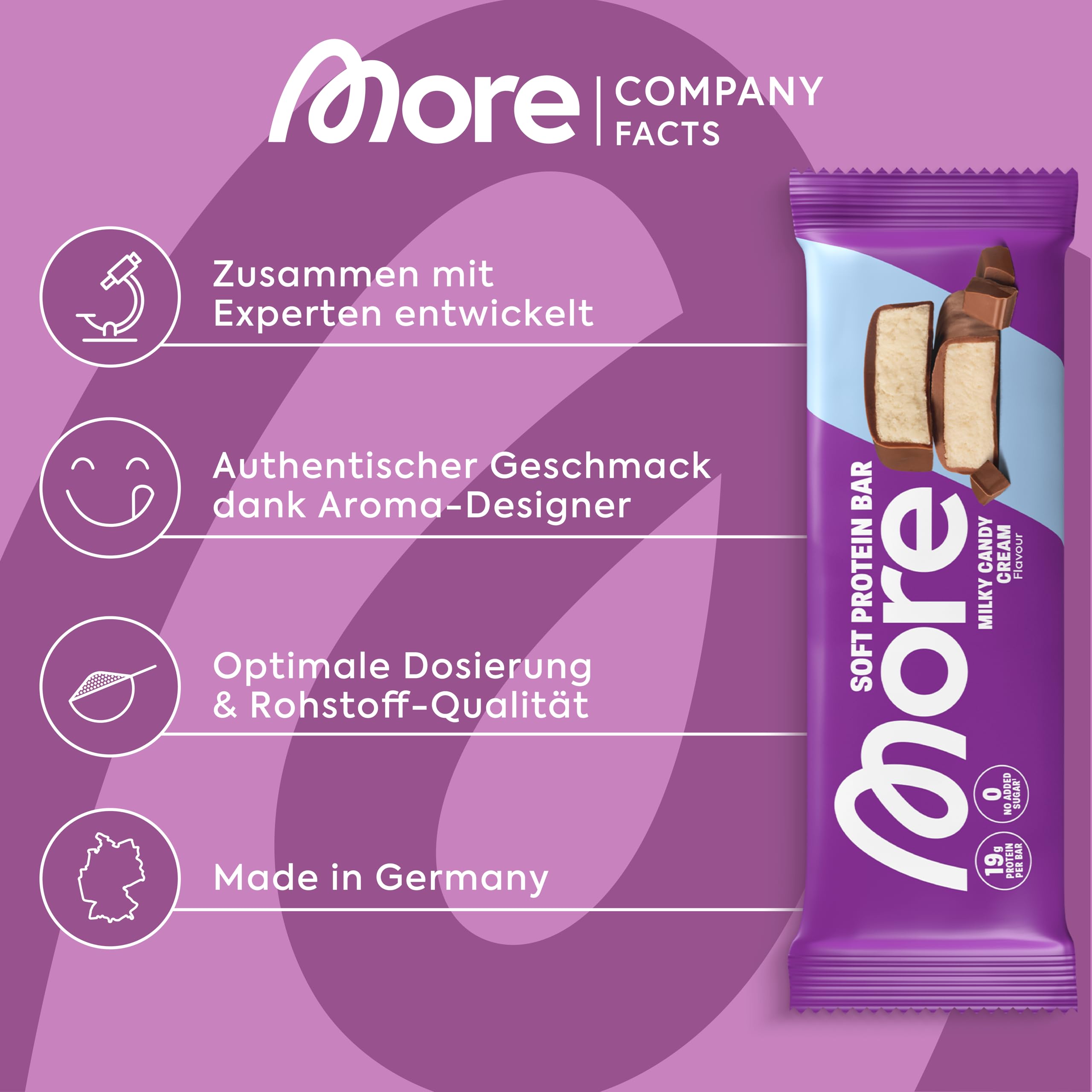 MORE Protein Bar, 10er Box, White Chocolate Peanut Caramel, Protein Riegel ohne Zuckerzusatz (Design kann variieren)