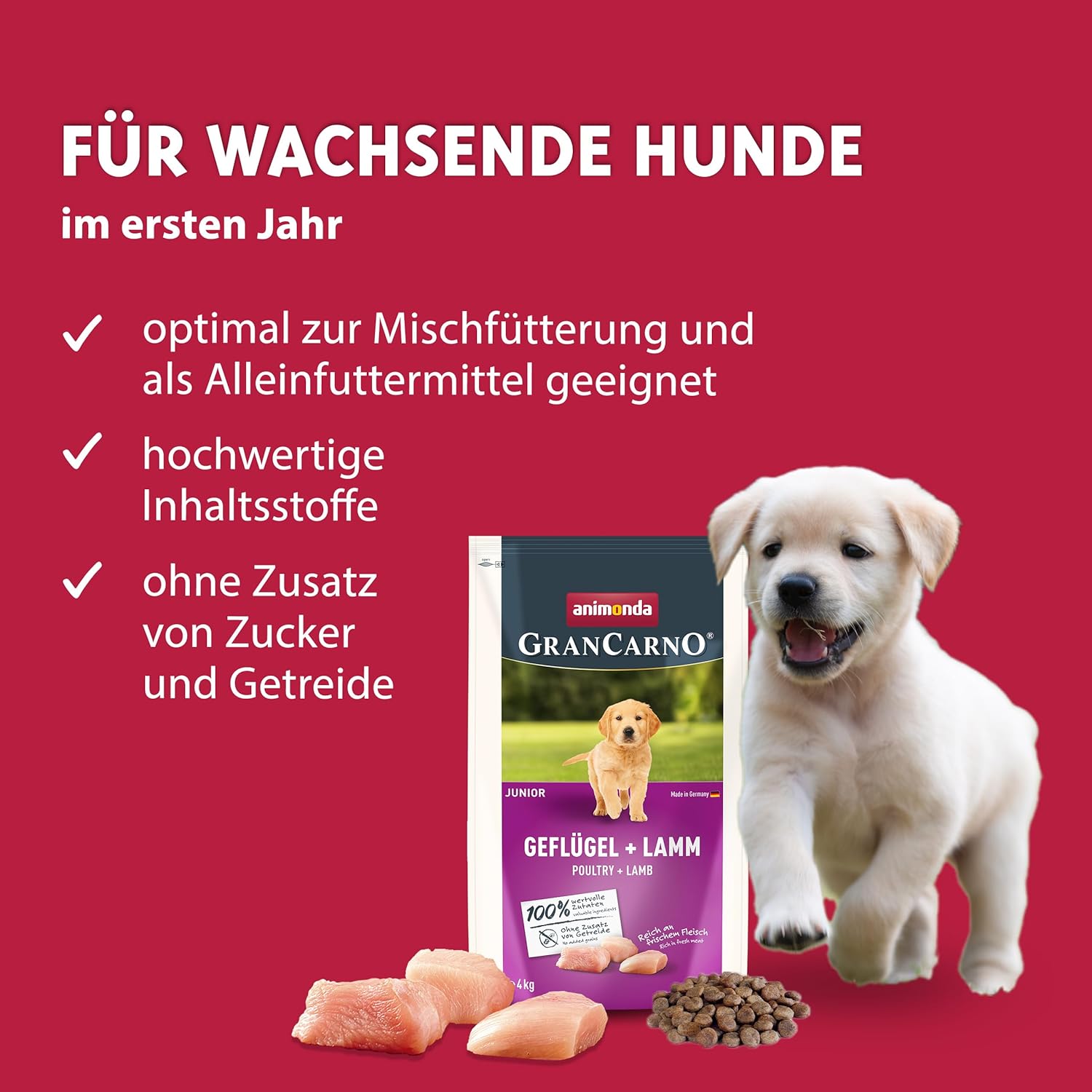 animonda GranCarno Adult Deftige Variation (6 x 800 g), Hundenassfutter für ausgewachsene Tiere, Nassfutter für Hunde mit 100% frischen, fleischlichen Zutaten, Hundefutter ohne Getreide