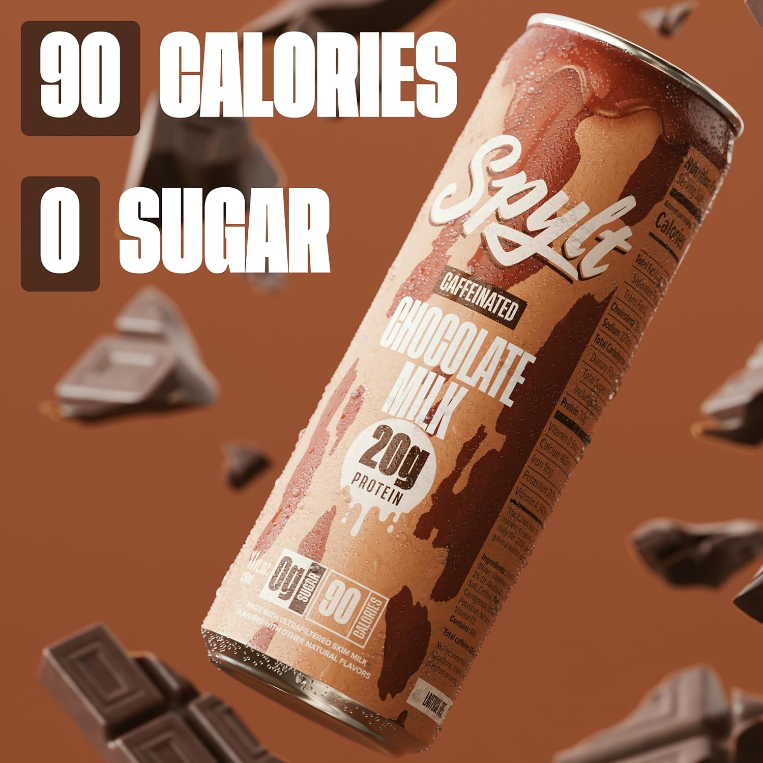Spylt High Protein Vanilla Milkshake with 60mg Caffeine & 20g Protein - 90 Calories, Ready to Drink, Sugar Free, Lactose Free Milk, Perfect for Workout Recovery & Afternoon Pick Me Up - 12 Count