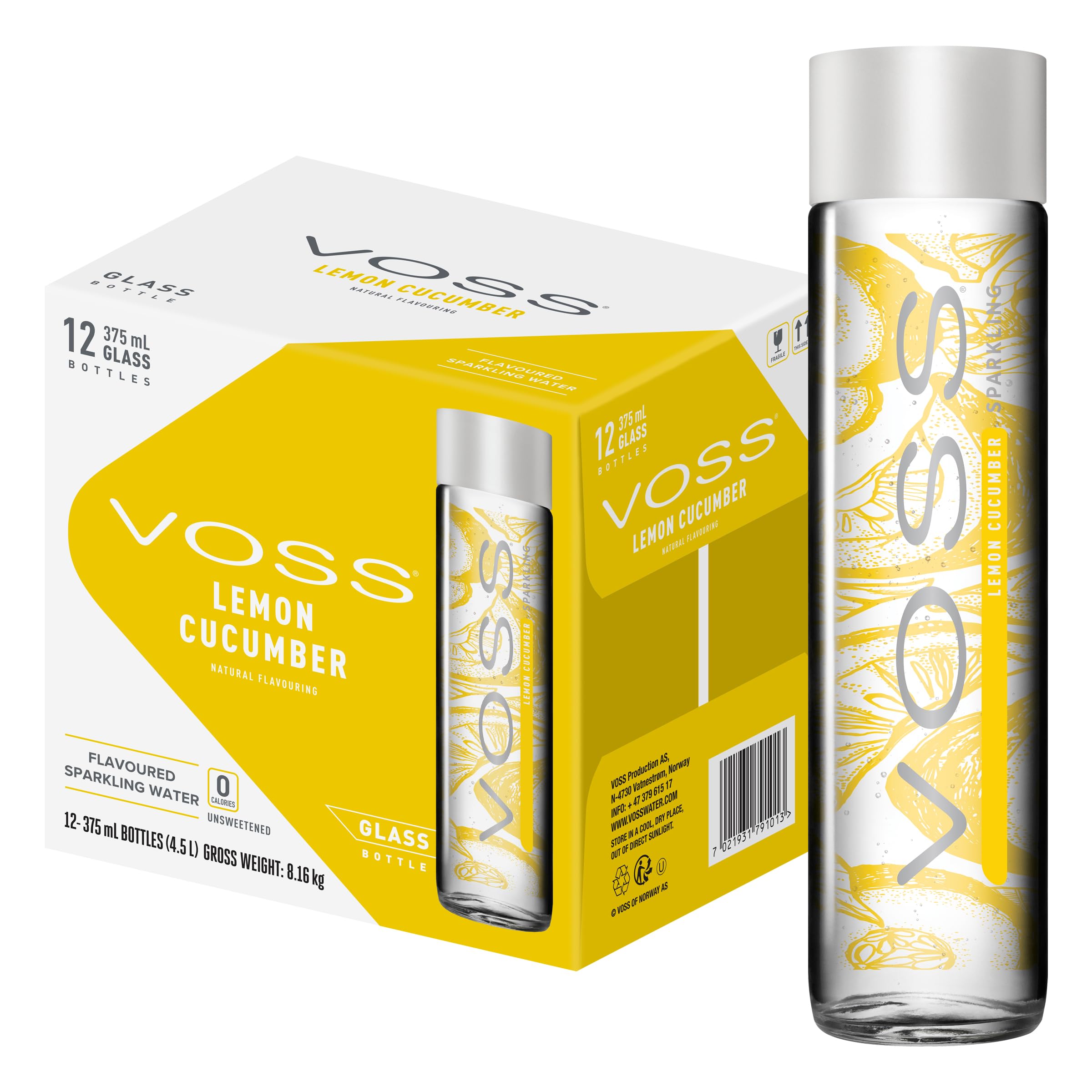 Voss Artesische Lime Mint Sparkling nach Honig Wasser (375 ml) Glas Flasche – 12 Pack