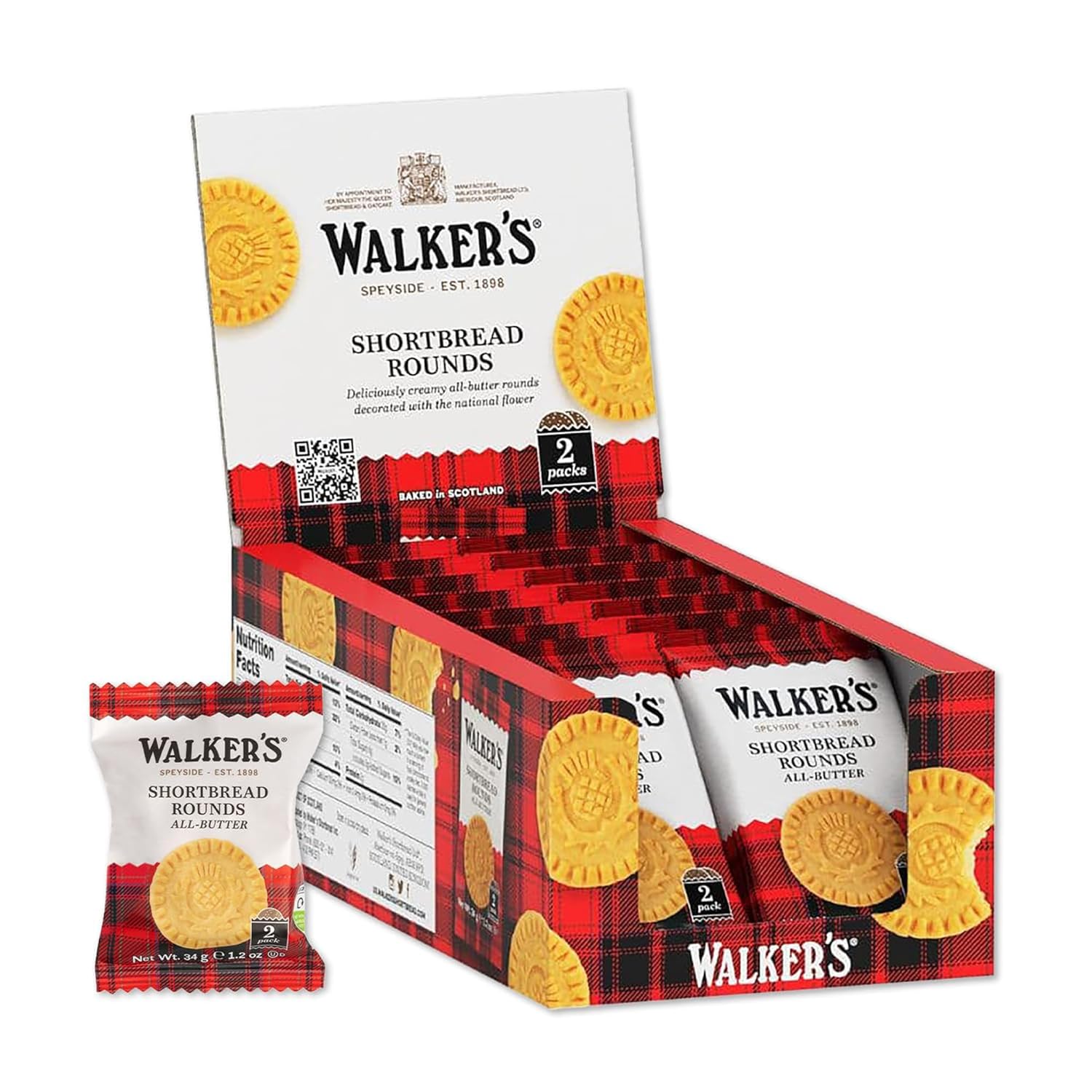 Walker's Shortbread Fingers, Pure Butter Shortbread Cookies, 1.4 Oz (Pack of 24)