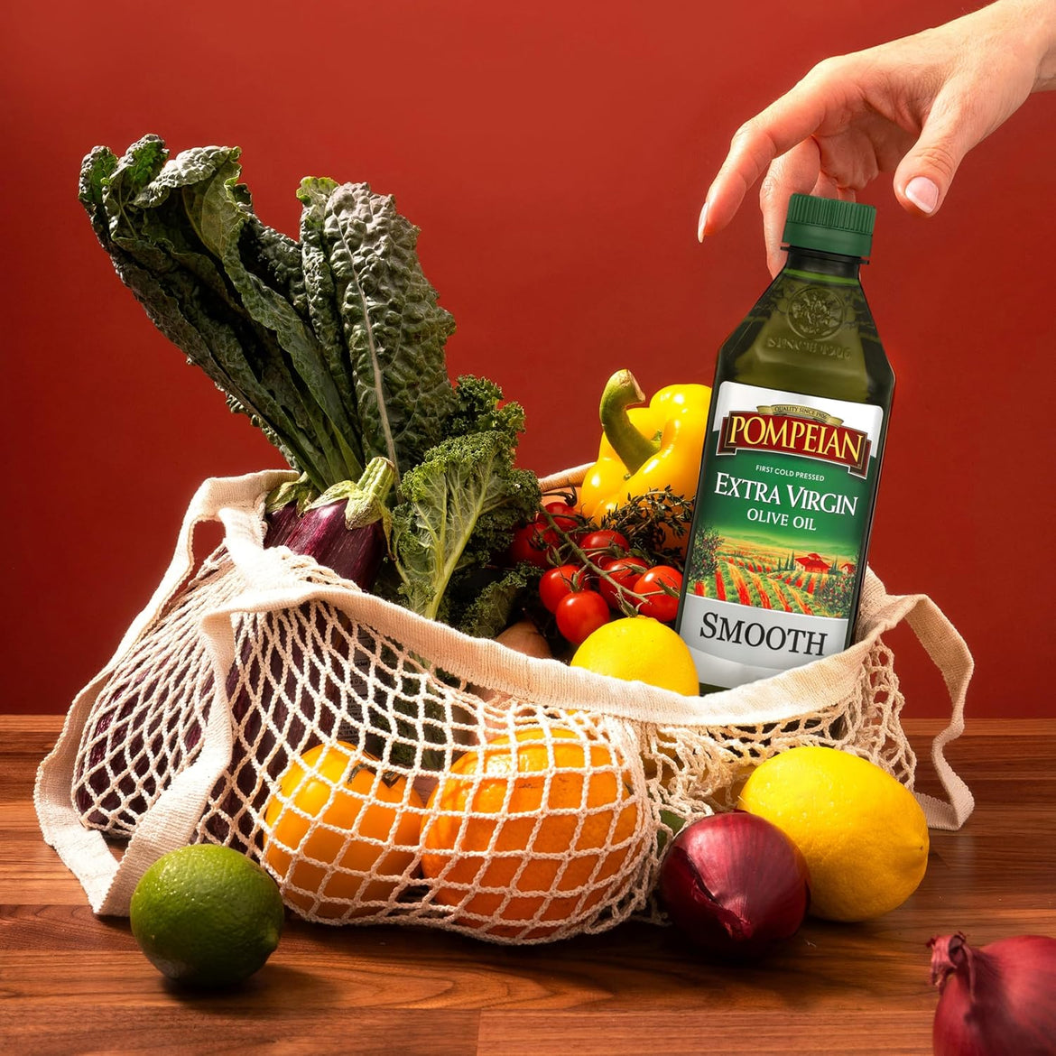 Pompeian Smooth Extra Virgin Olive Oil, Contains Polyphenols, First Cold Pressed, 68 Fl Oz