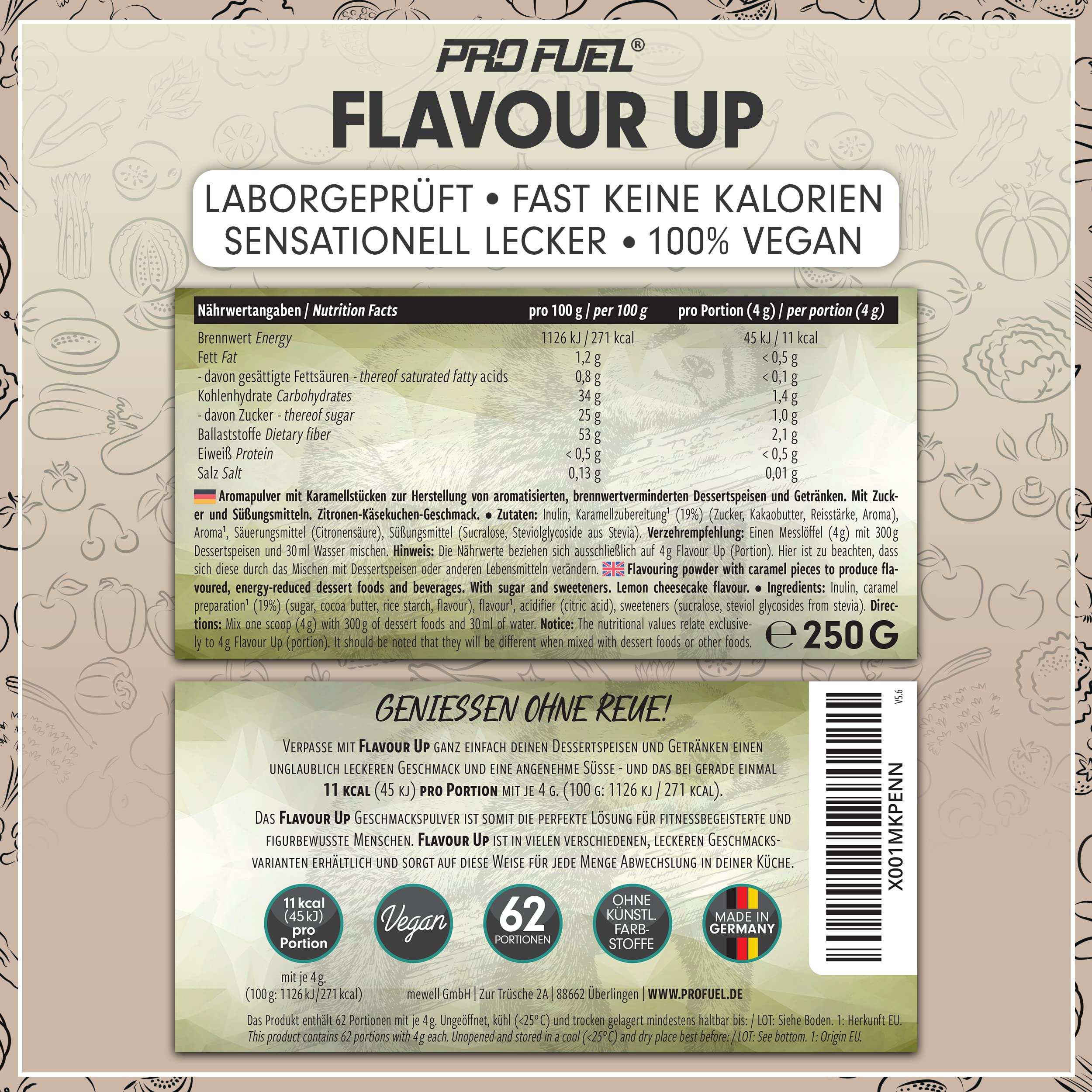 Geschmackspulver MIX PACK mit 8x30g Proben, 8 unglaublich leckere Flavours, nur 8-14 kcal pro Portion, Aroma & angenehme Süße, vielseitig einsetzbar für Lebensmittel & Getränke, FLAVOUR UP