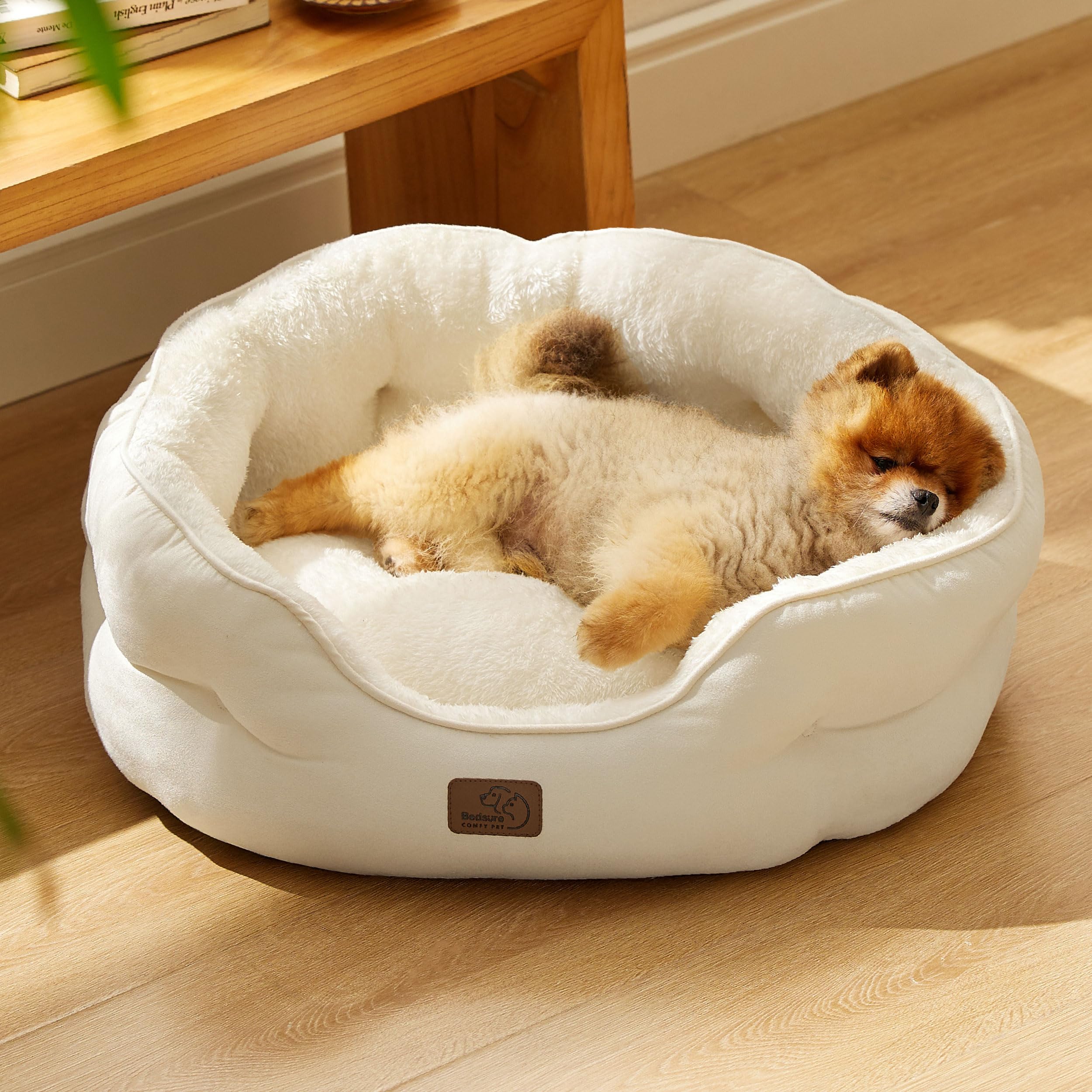 BEDSURE Katzenbett waschbar Katzen Bettchen - 51x48x15cm Katzenkorb mit Zweiseitig Innenkissen Katzenschlafplatz für Katzen oder kleine Hunde,Grau