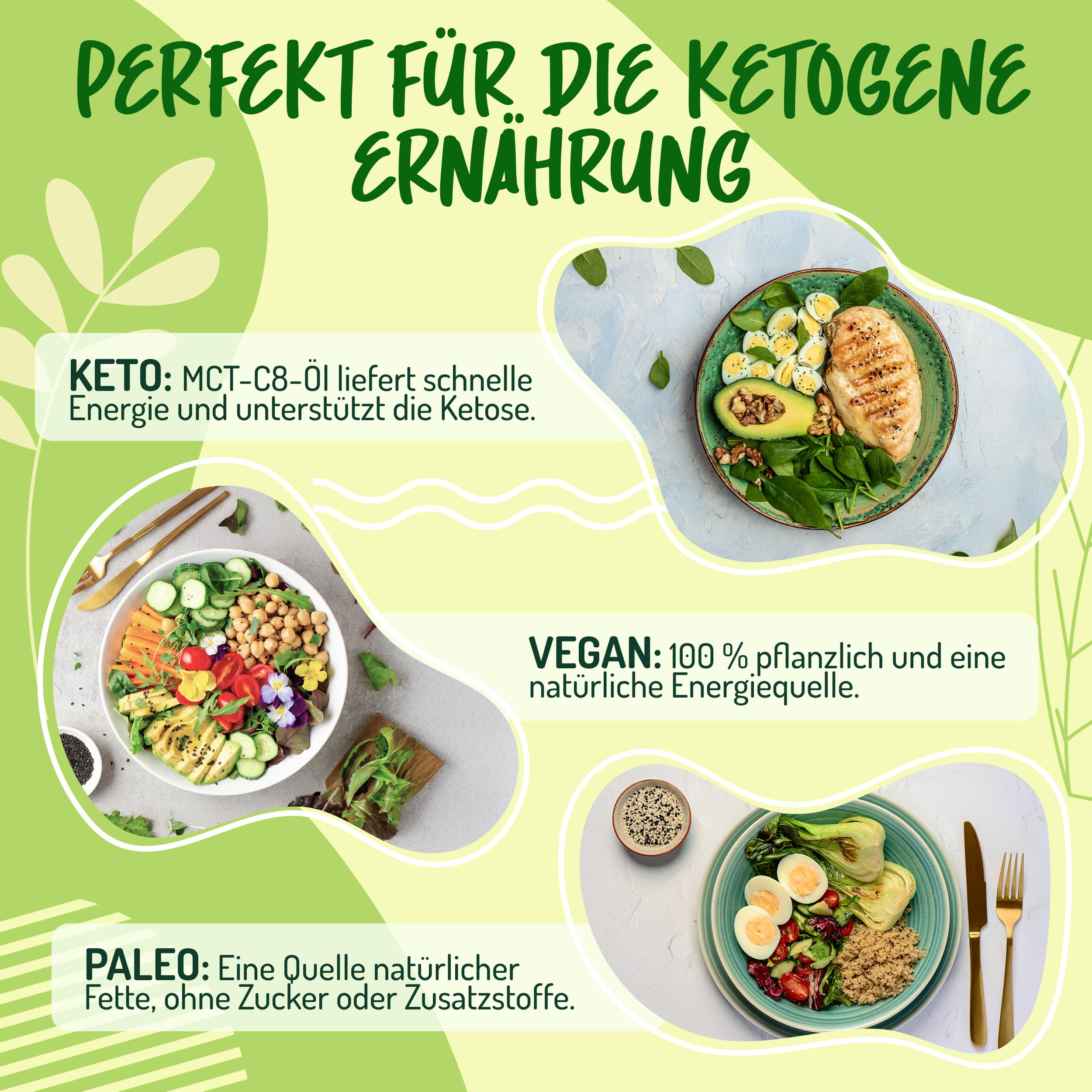 C8 MCT Öl Bio - 1 Lt. Biologische und Rein mct öl c8 für Keto Paleo oder zur Anwendung auf Körper und Haar. Veganes und Vegetarisches.