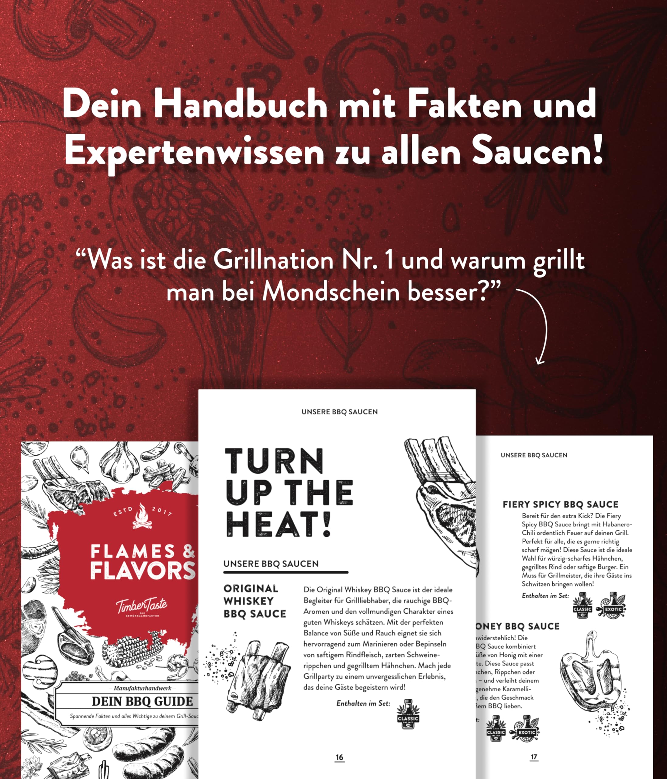 TIMBER TASTE® Chili Geschenkset scharfe Soßen Set - 5 Hot Sauce Set je 40ml in Geschenkverpackung für Liebhaber & Genießer scharfer Saucen | Ostergeschenk Mann | kleine Ostergeschenke Männer
