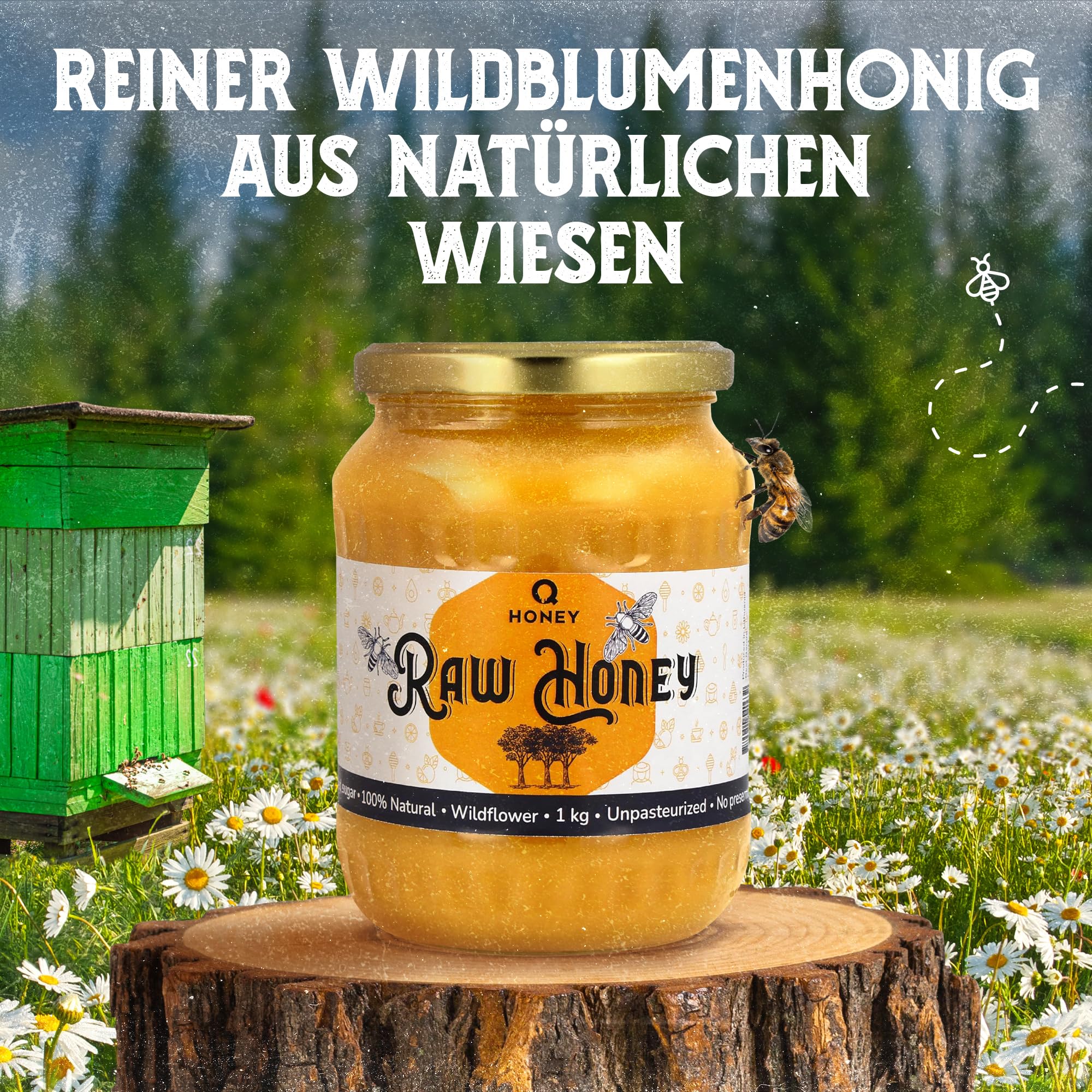 Q Honey – Wildblütenhonig vom Imker, NMR-geprüft, geprüfte Qualität & international anerkannt 2025, 1 kg