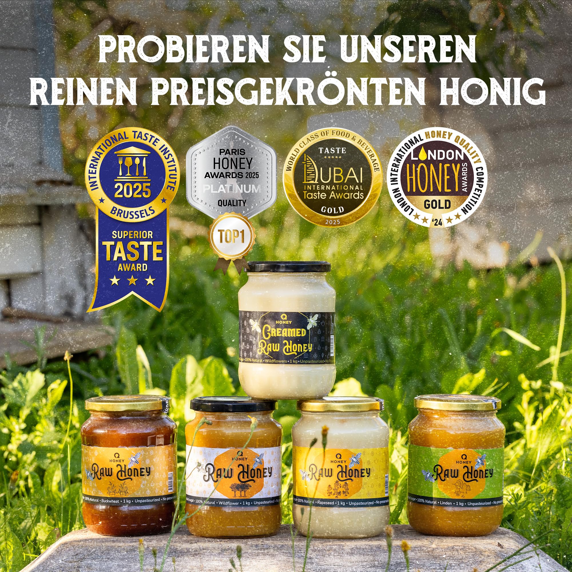 Q Honey – Wildblütenhonig vom Imker, NMR-geprüft, geprüfte Qualität & international anerkannt 2025, 1 kg