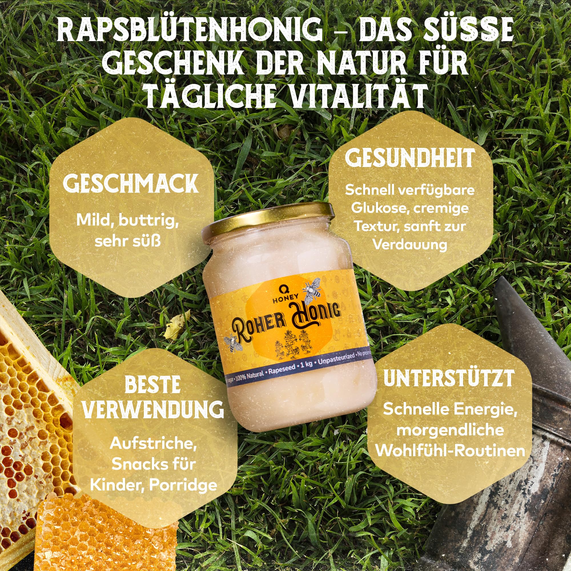 Q Honey – Wildblütenhonig vom Imker, NMR-geprüft, geprüfte Qualität & international anerkannt 2025, 1 kg