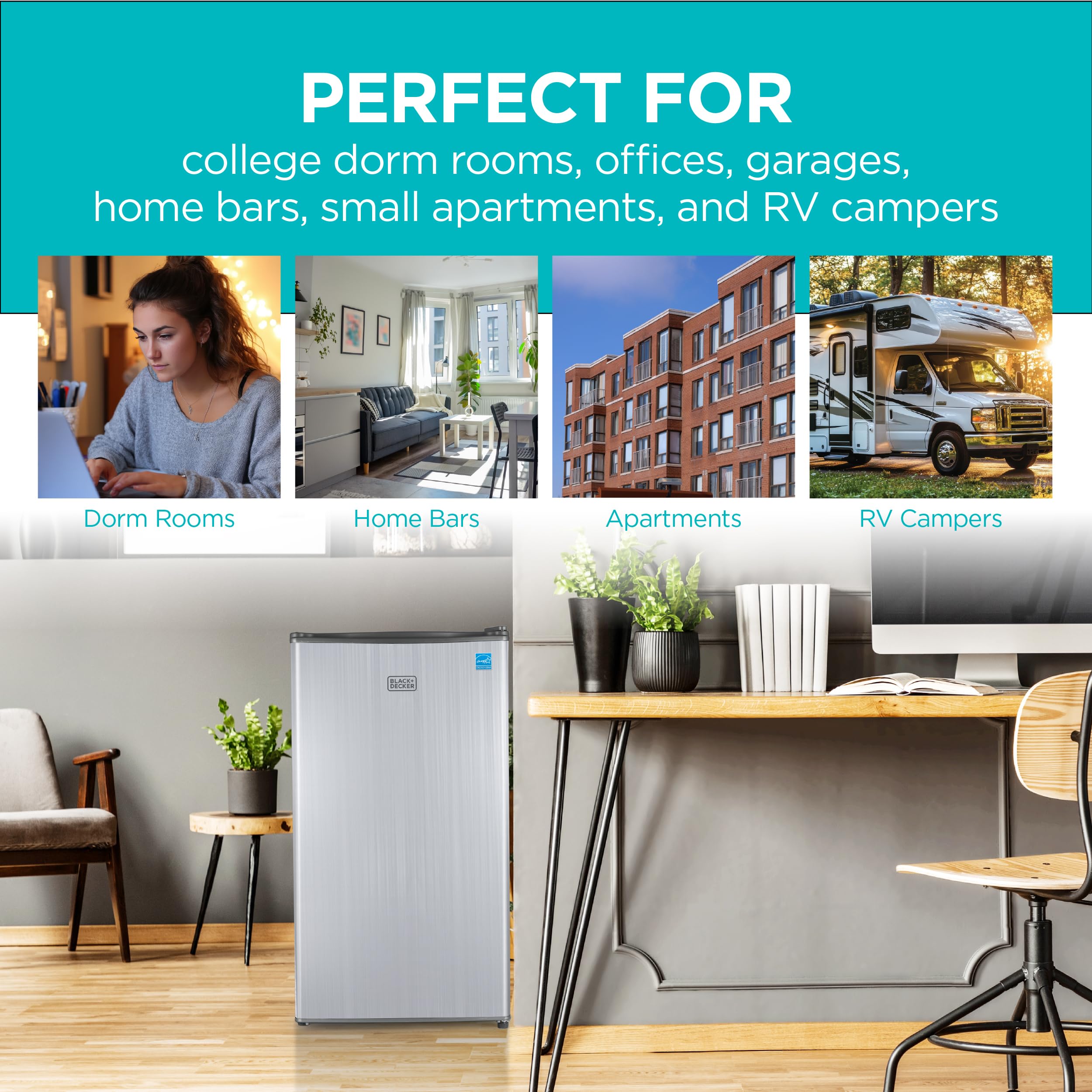 BLACK+DECKER 1.7 Cu. Ft. Compact Refrigerator, ENERGY STAR Certified, Single Door Mini Fridge with Chiller Compartment, Personal Fridge for Home or Dorm Room, R600a Refrigerant, BCRK17W, White