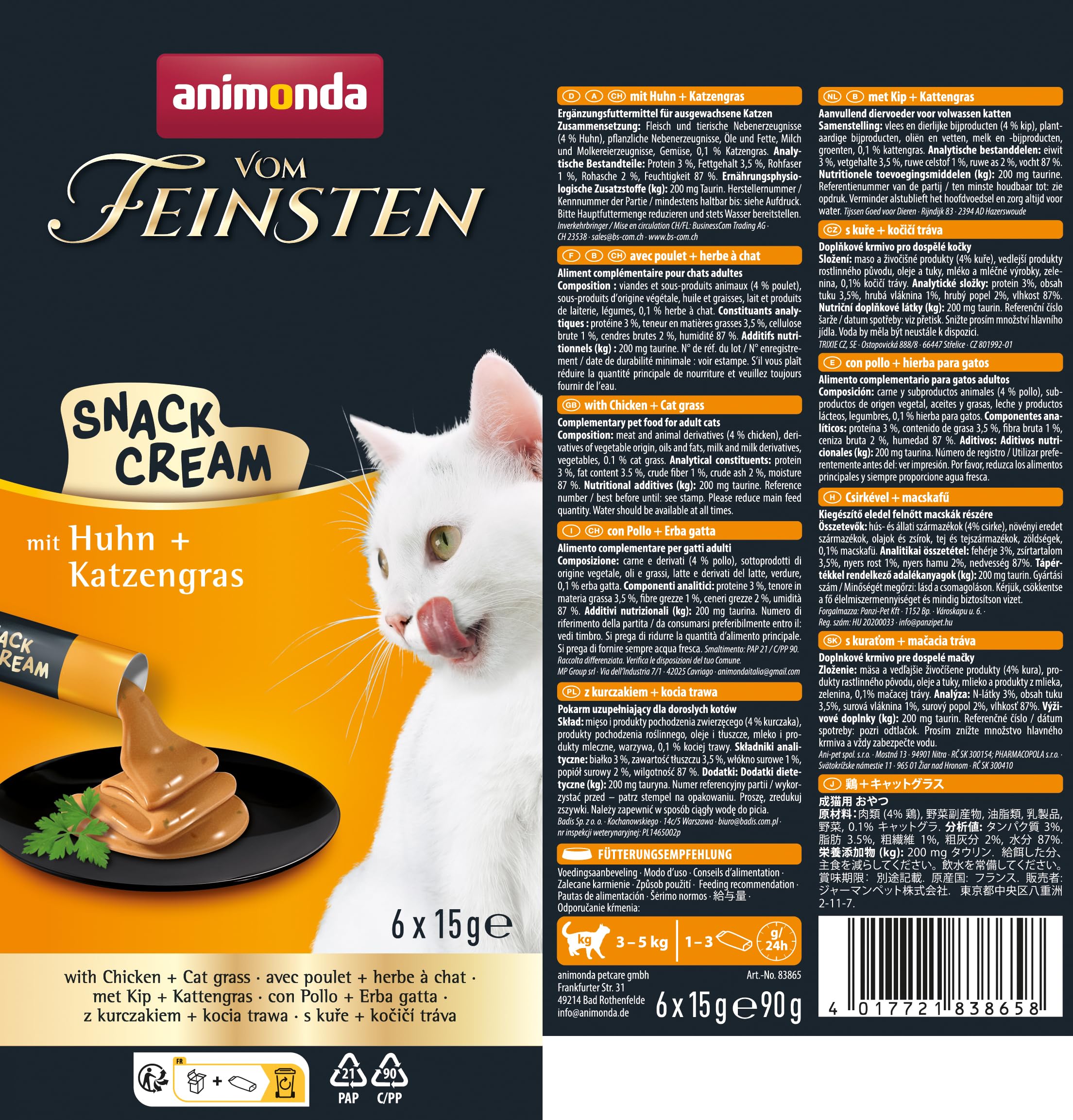 animonda Vom Feinsten Adult Filet Kreationen (18 x 50 g), Nassfutter für ausgewachsene Katzen, Katzenfutter mit Filets in delikater Sauce, Katzennassfutter ohne Getreide und Zucker