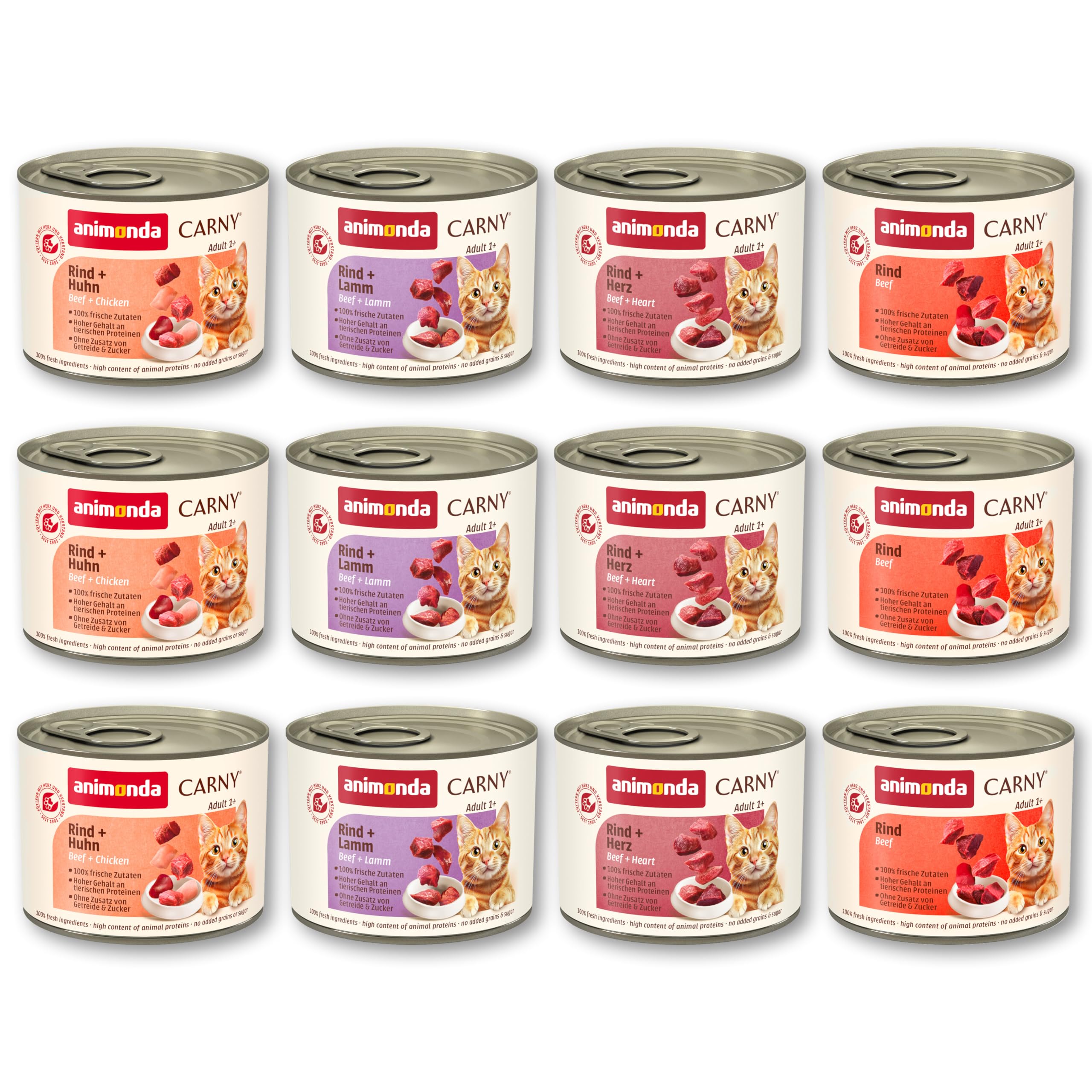 animonda Carny Adult Huhn + Lachs (6 x 400 g), Katzennassfutter für ausgewachsene Katzen, Nassfutter mit 100 % frischen, fleischlichen Zutaten, Katzenfutter ohne Getreide und Zucker