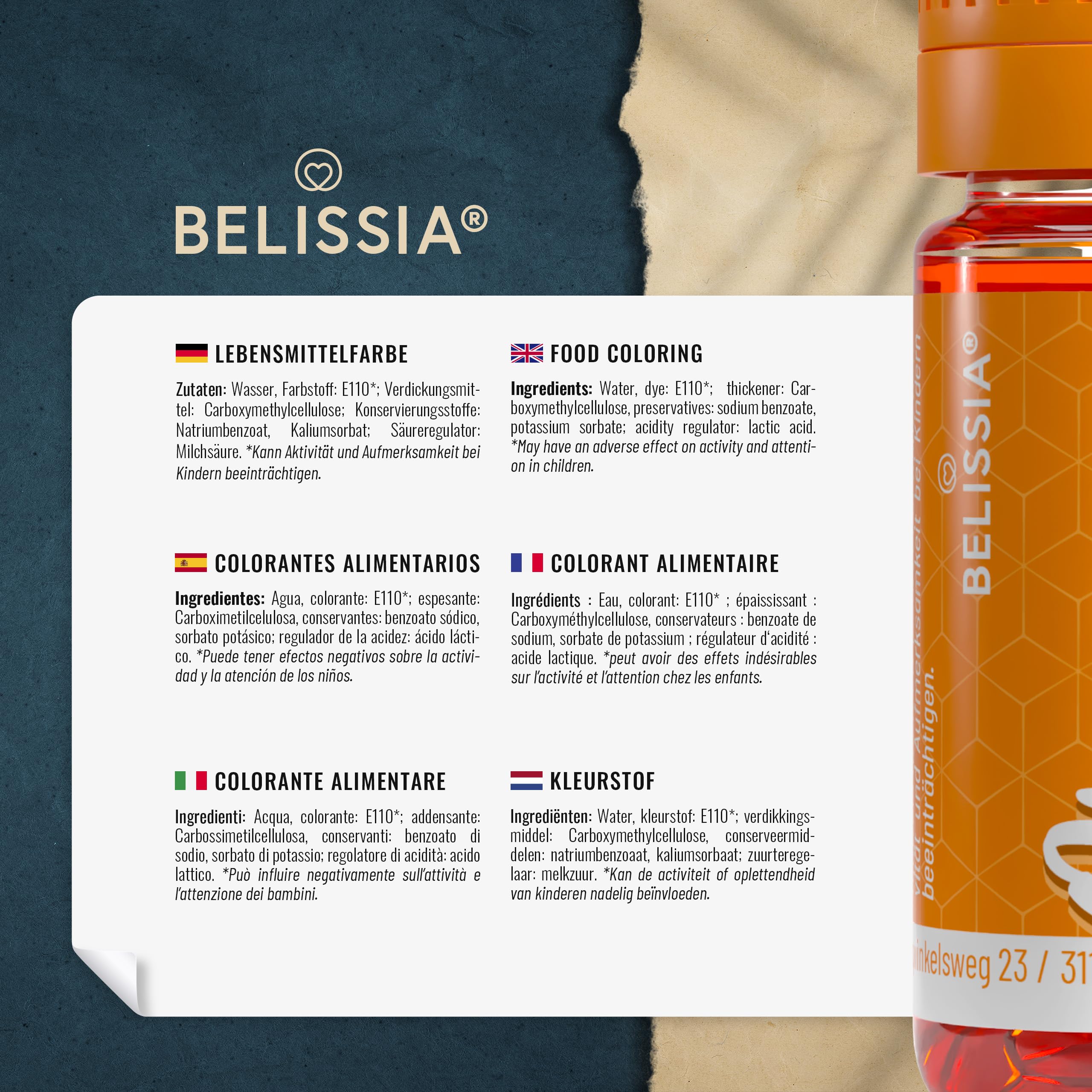 Belissia Lebensmittelfarbe Set – 8x10ml flüssig & hochkonzentriert – Lebensmittelechte Speisefarbe zum Backen, Kochen, Fondant & DIY - vegan, stark färbend, geschmacksneutral