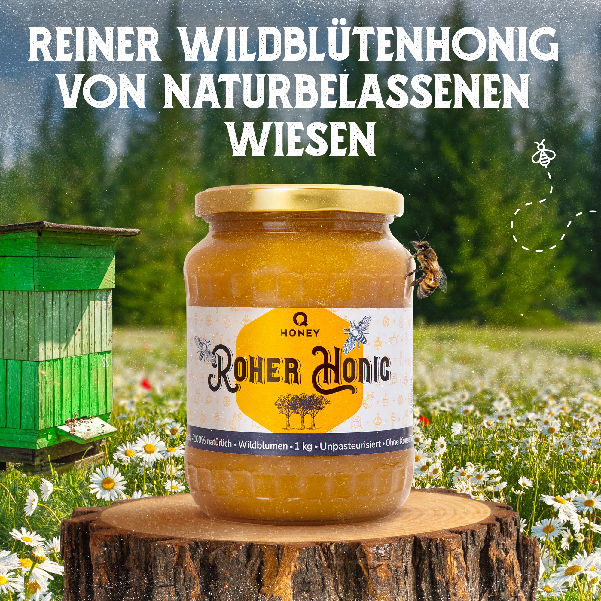 Q Honey – Wildblütenhonig vom Imker, NMR-geprüft, geprüfte Qualität & international anerkannt 2025, 1 kg