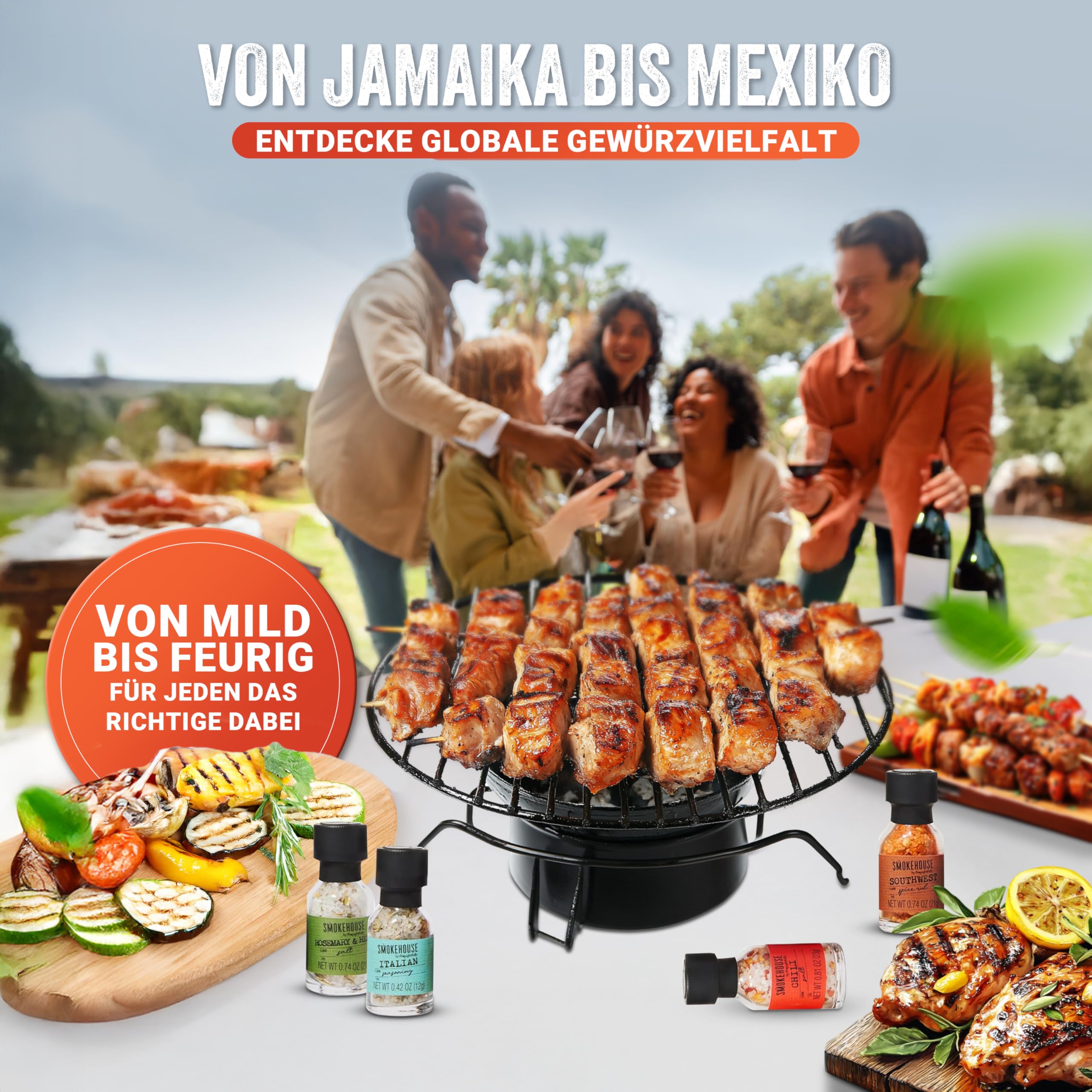 Thoughtfully BBQ Gewürze Geschenkset - Set mit 20 Grillgewürzen & BBQ Gewürzmischungen – Gewürze Set für Grillen & Barbecue – Geschenk zum Vatertag