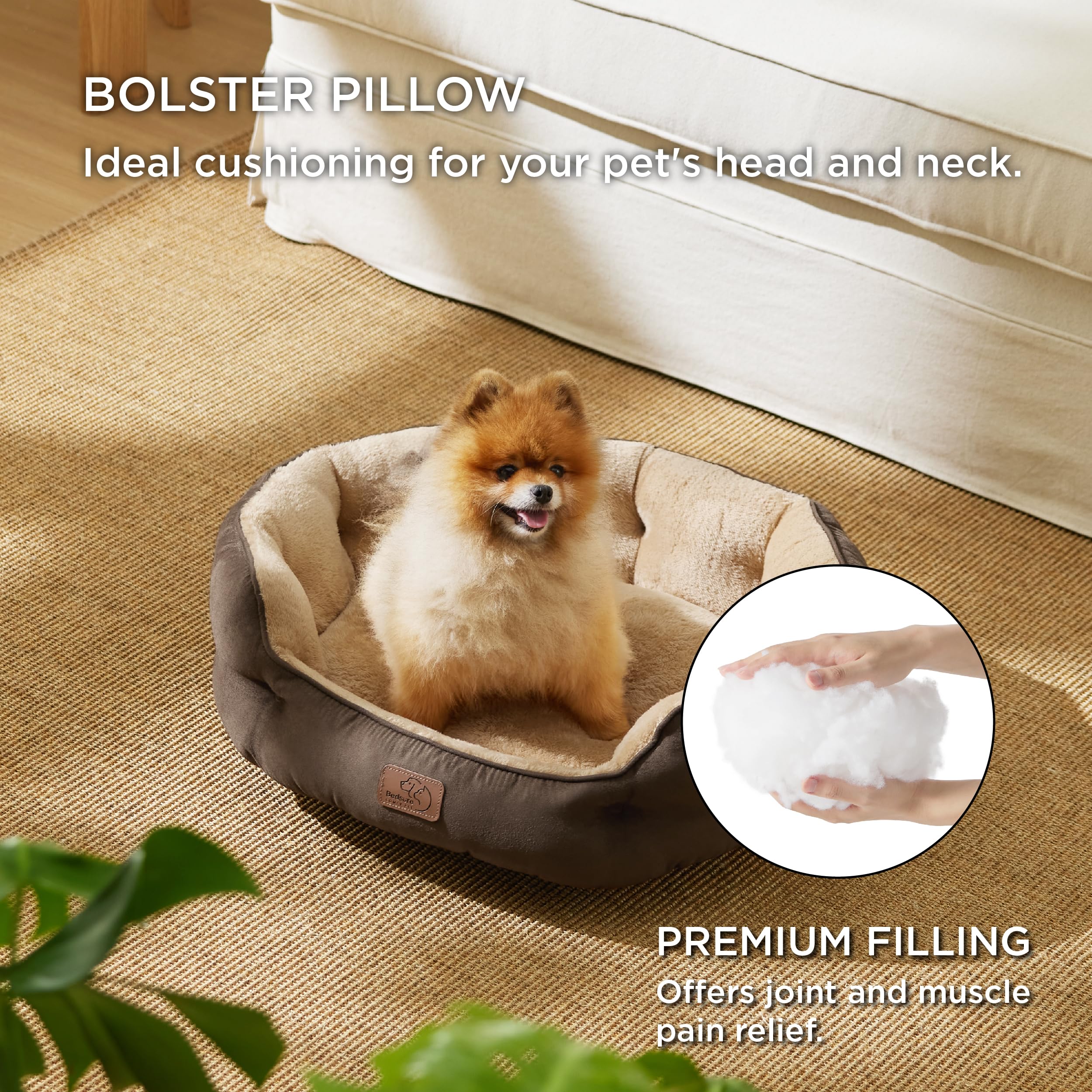 BEDSURE Katzenbett waschbar Katzen Bettchen - 51x48x15cm Katzenkorb mit Zweiseitig Innenkissen Katzenschlafplatz für Katzen oder kleine Hunde,Grau