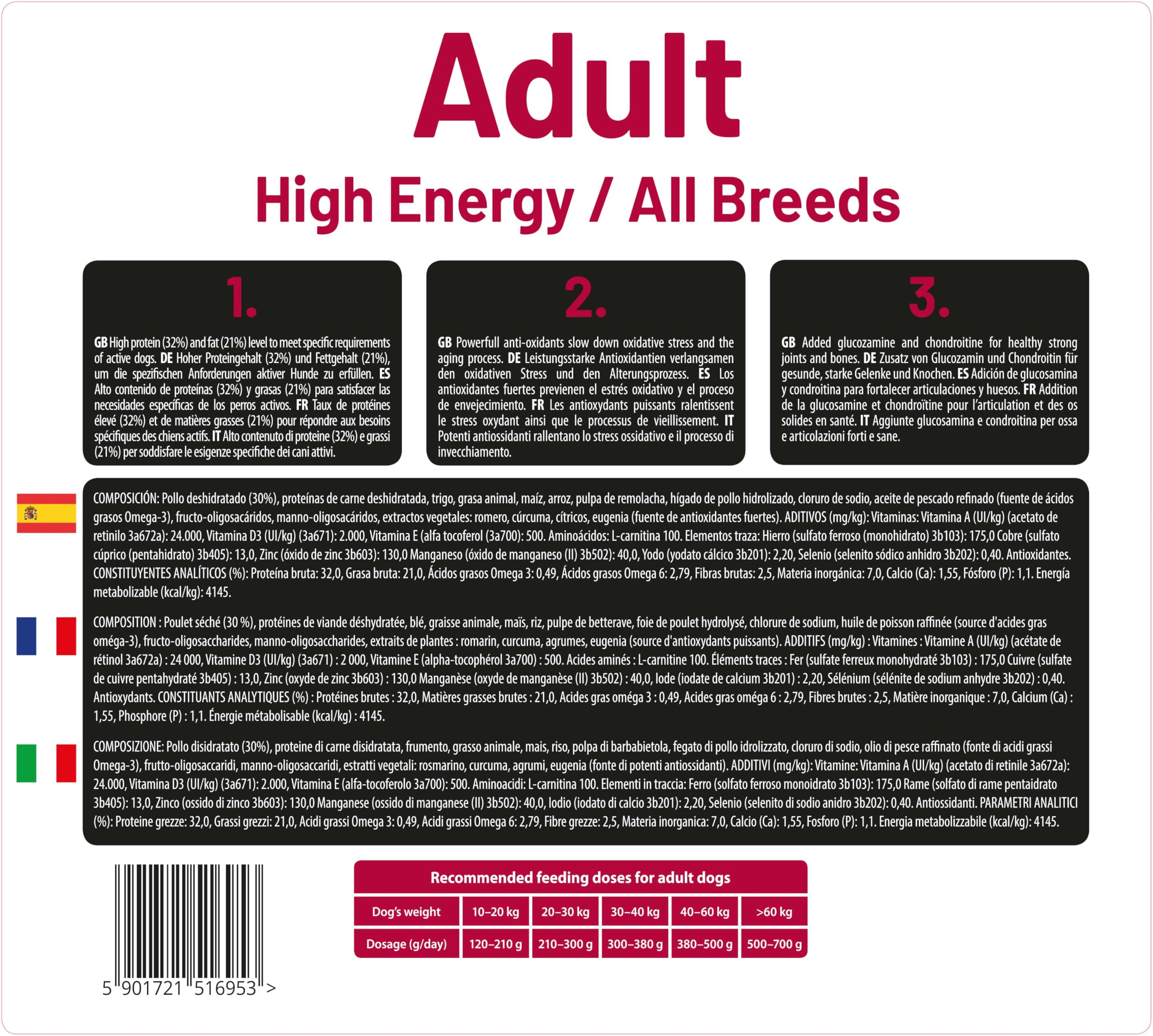 The Hunger of the Wolf Hundefutter für ausgewachsene Hunde großer und sehr großer Rassen, Trockenfutter mit Huhn gut für die Gelenkgesundheit - 14 kg