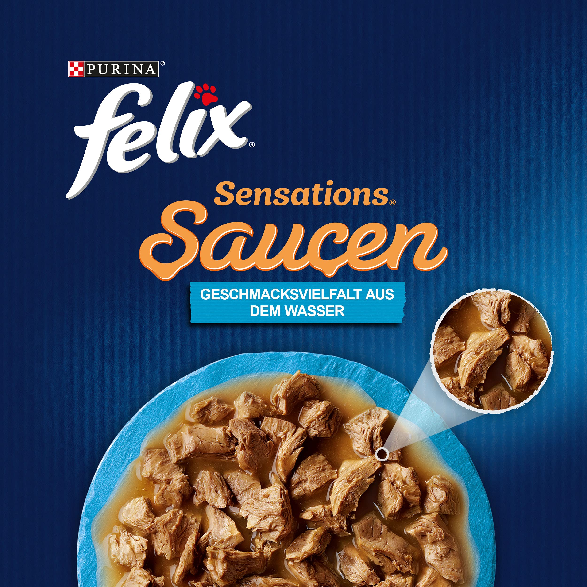 Felix Sensations Saucen Katzenfutter nass, Sorten-Mix, 4er Pack (4 x 24 Beutel à 85g)