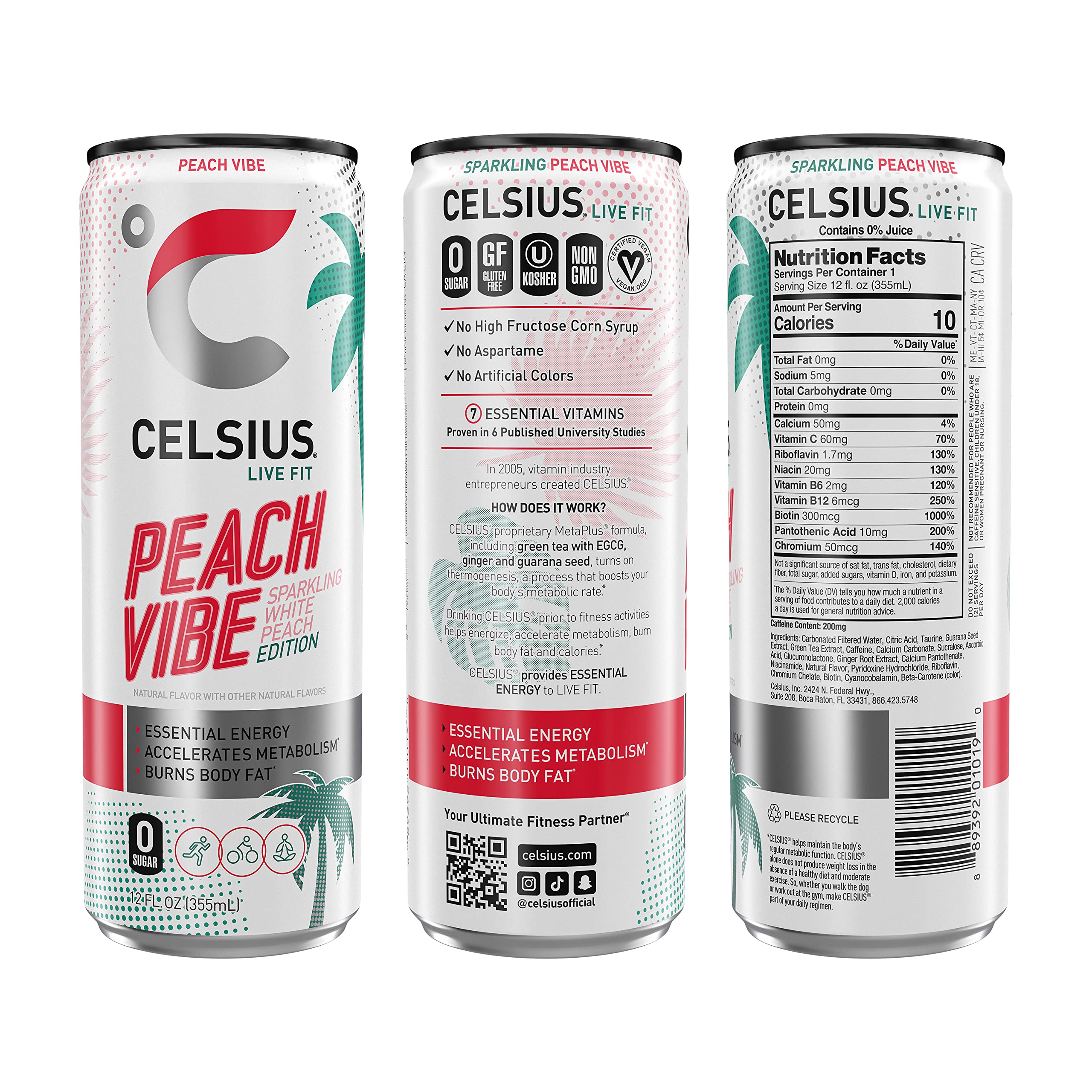 CELSIUS ASTRO VIBE Sparkling Blue Razz, Sugar Free Energy Drink, 12 Fl Oz (Pack of 12)