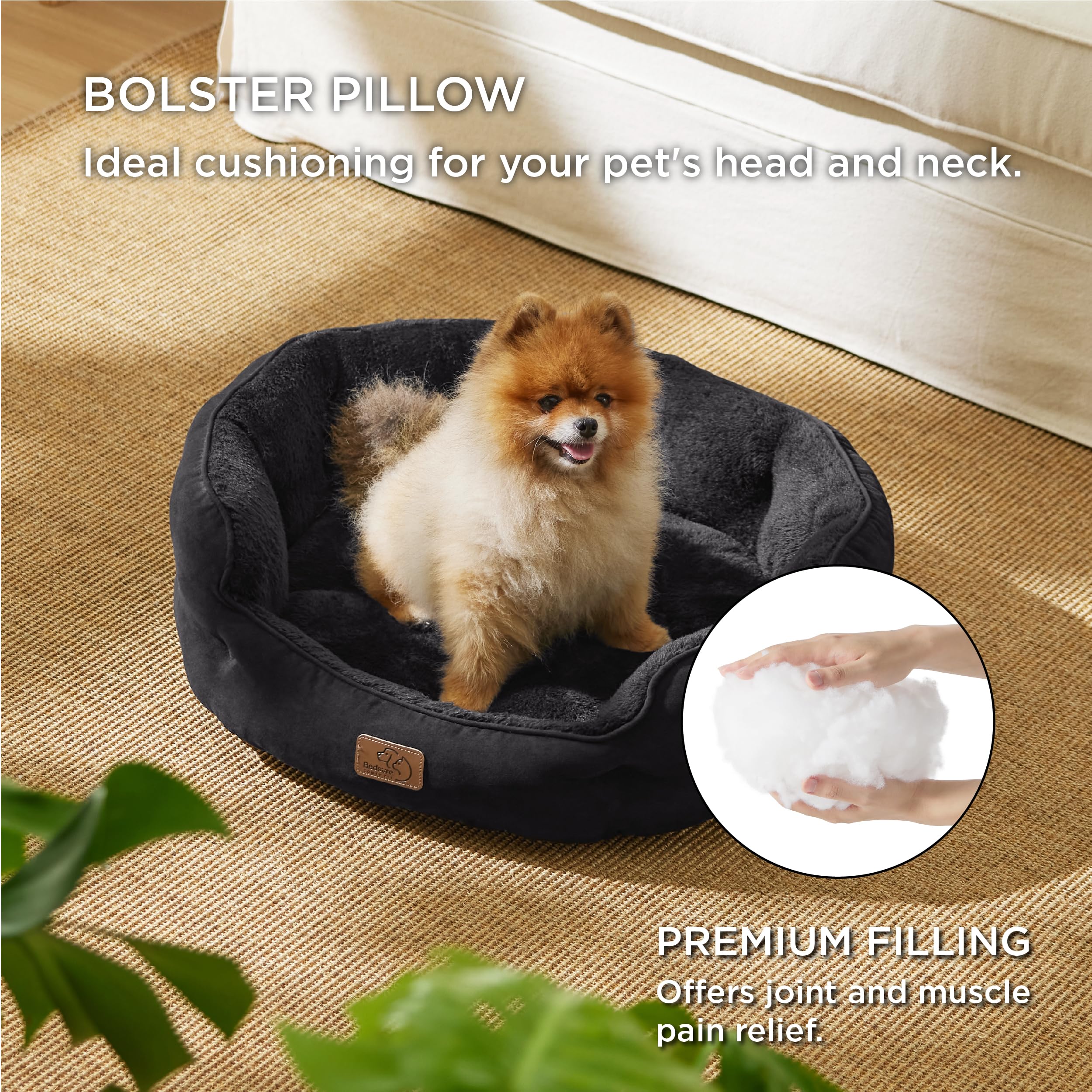 BEDSURE Katzenbett waschbar Katzen Bettchen - 51x48x15cm Katzenkorb mit Zweiseitig Innenkissen Katzenschlafplatz für Katzen oder kleine Hunde,Grau