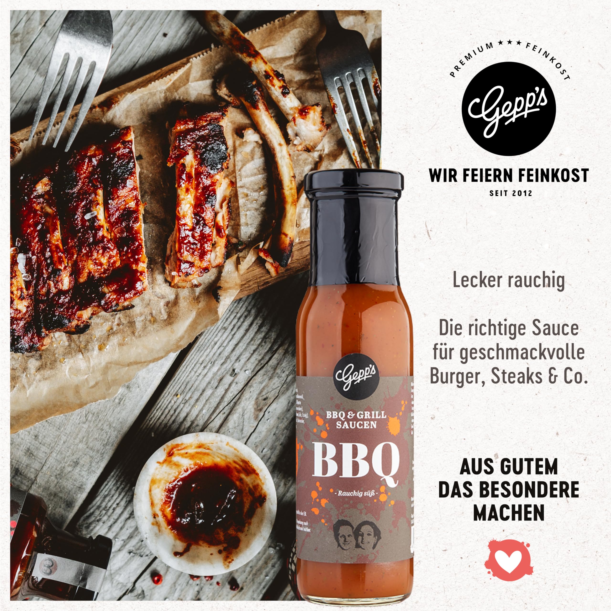 Gepp’s Feinkost Herrenhandtasche I Lustiges Männergeschenk gefüllt mit Delikatessen wie Knoblauch-Chili-Sauce, Edelkräuter-Olivenöl, Texas BBQ Rub I Geschenkidee für Männer