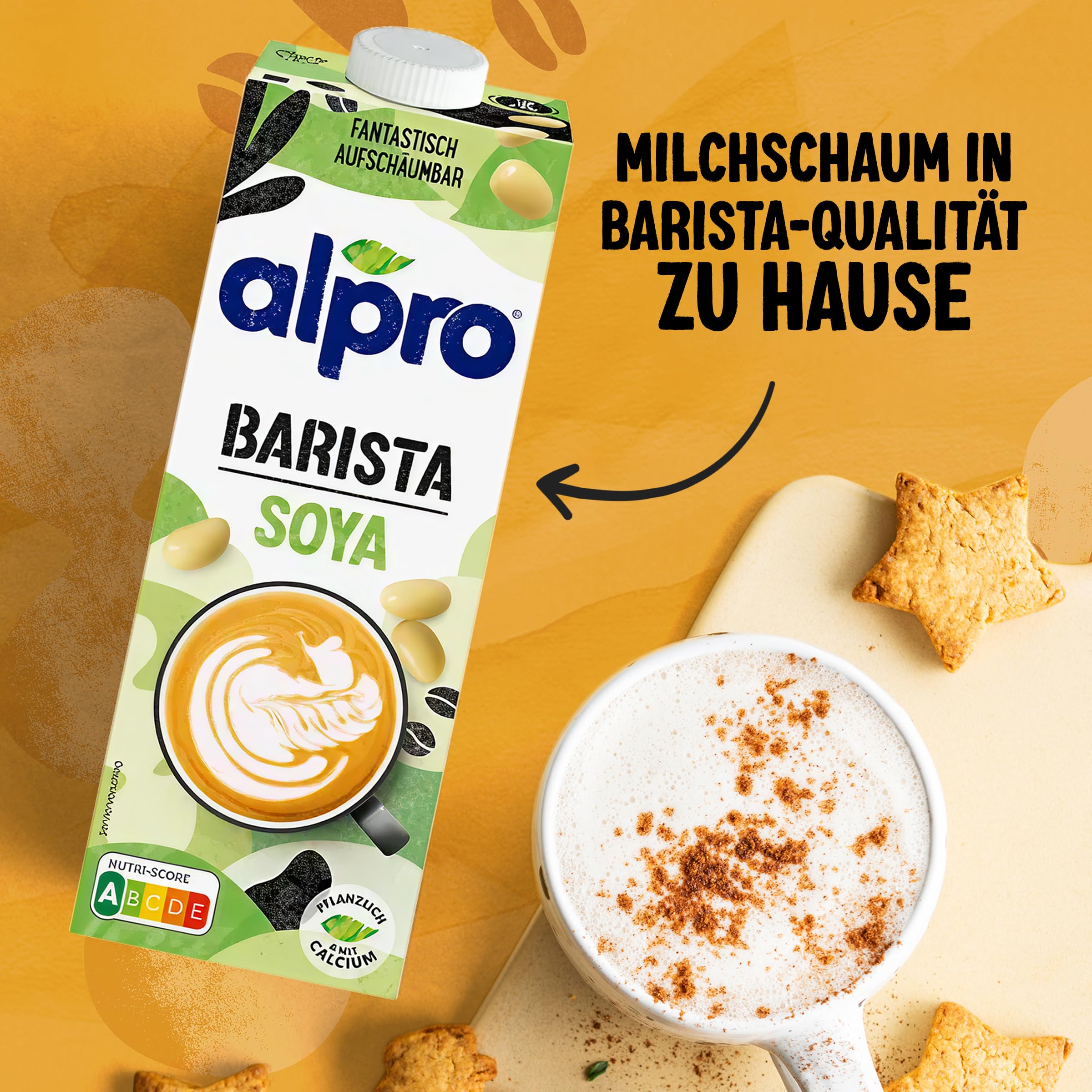 Alpro Barista Kokos – Zum Aufschäumen – 100 Prozent pflanzlich, vegan und milchfrei – Von Natur aus laktosefrei – Reich an Calcium und Vitaminen – 8 x 1 L