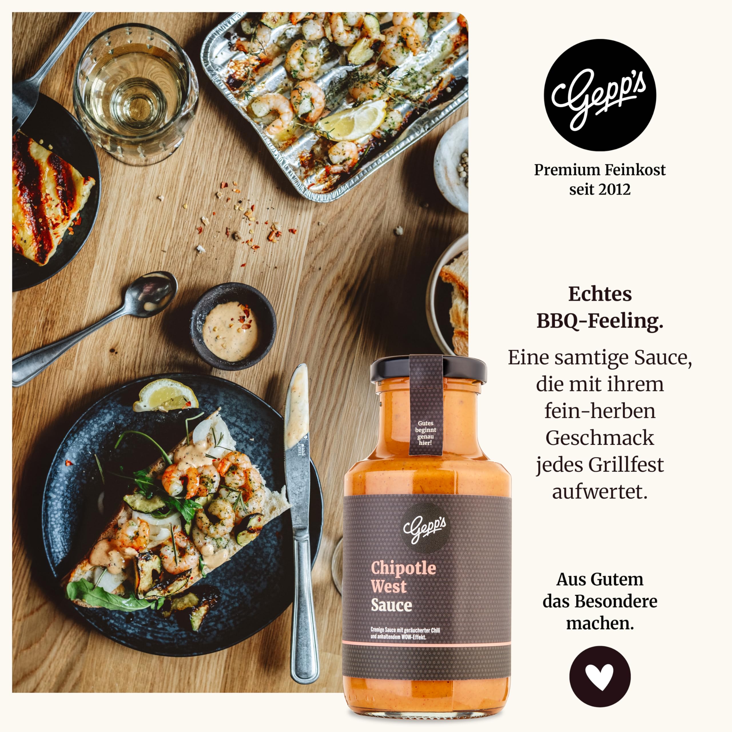 Gepp’s Feinkost Herrenhandtasche I Lustiges Männergeschenk gefüllt mit Delikatessen wie Knoblauch-Chili-Sauce, Edelkräuter-Olivenöl, Texas BBQ Rub I Geschenkidee für Männer