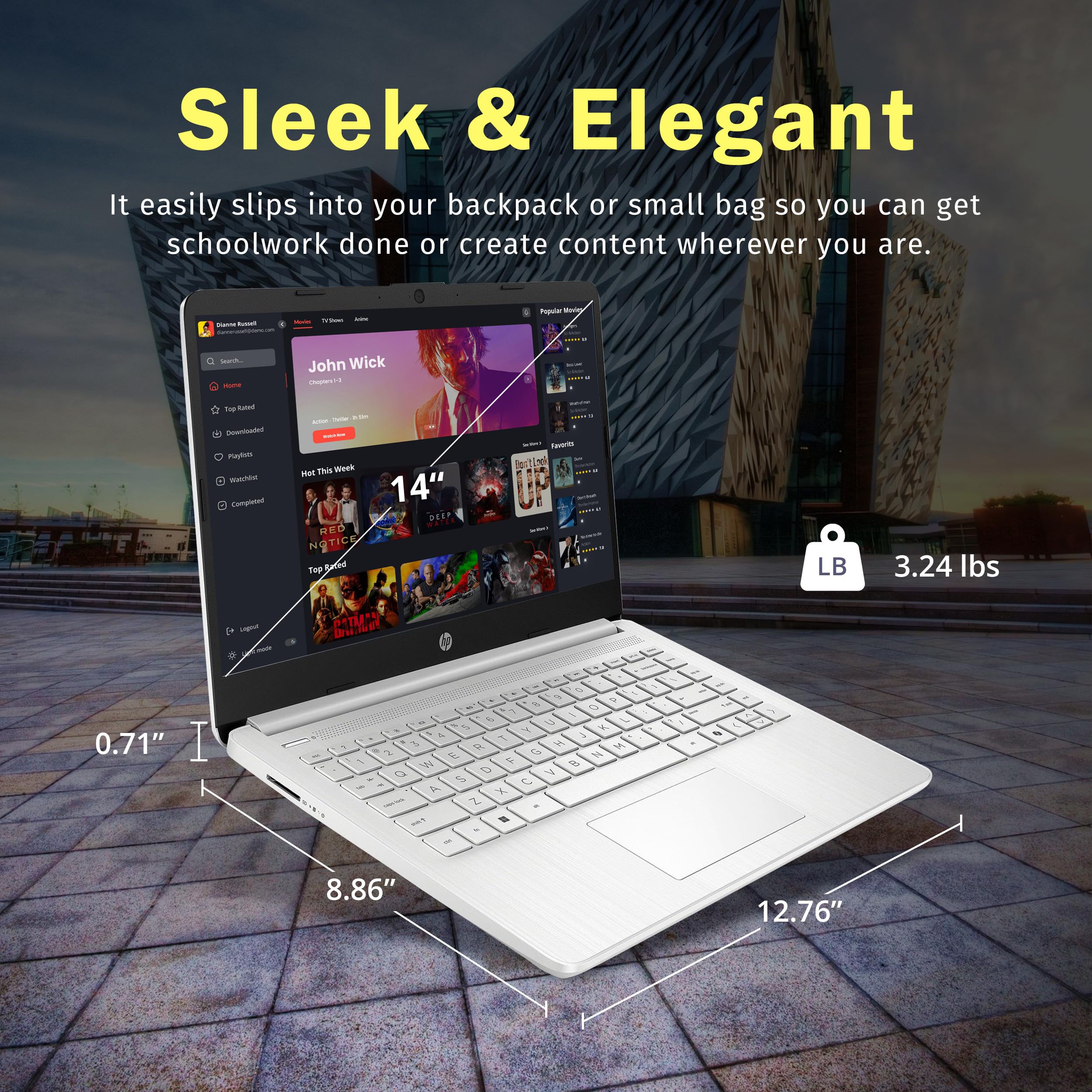 HP Stream 14" HD BrightView Laptop, Intel Celeron N4120, 16GB RAM, 288GB Storage (128GB UFS + 160GB Docking Station Set), Intel UHD Graphics, 720p Webcam, Wi-Fi, 1 Year Office 365, Win 11S, Silver