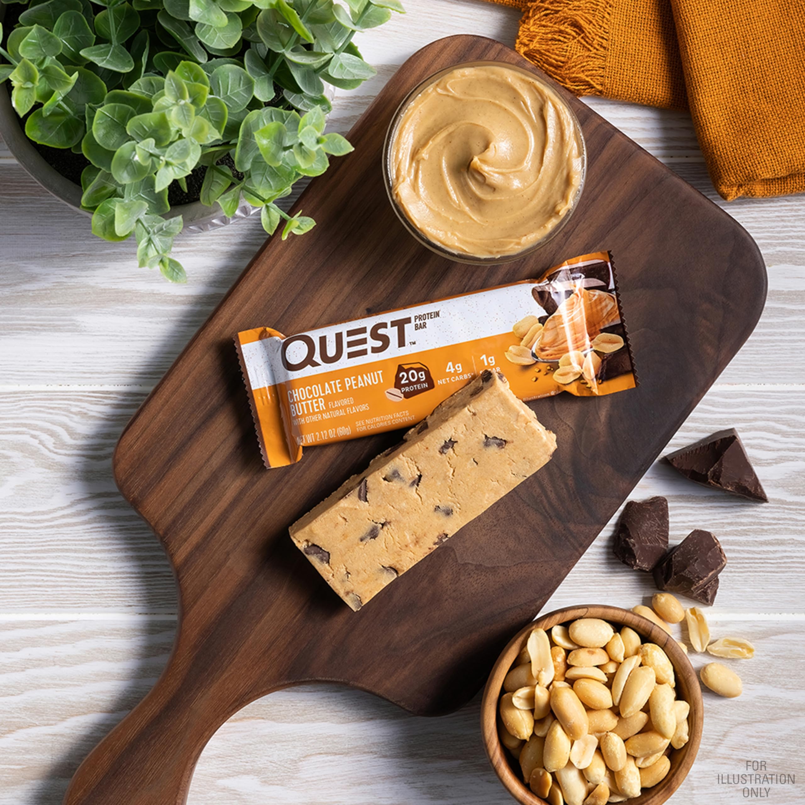 Quest Nutrition Chocolate Chip Dough Cookie Protein Bars, 21g Protein, 1g Sugar, 4g Net Carbs, High Fiber, Gluten Free, Keto-Friendly, 12 Count