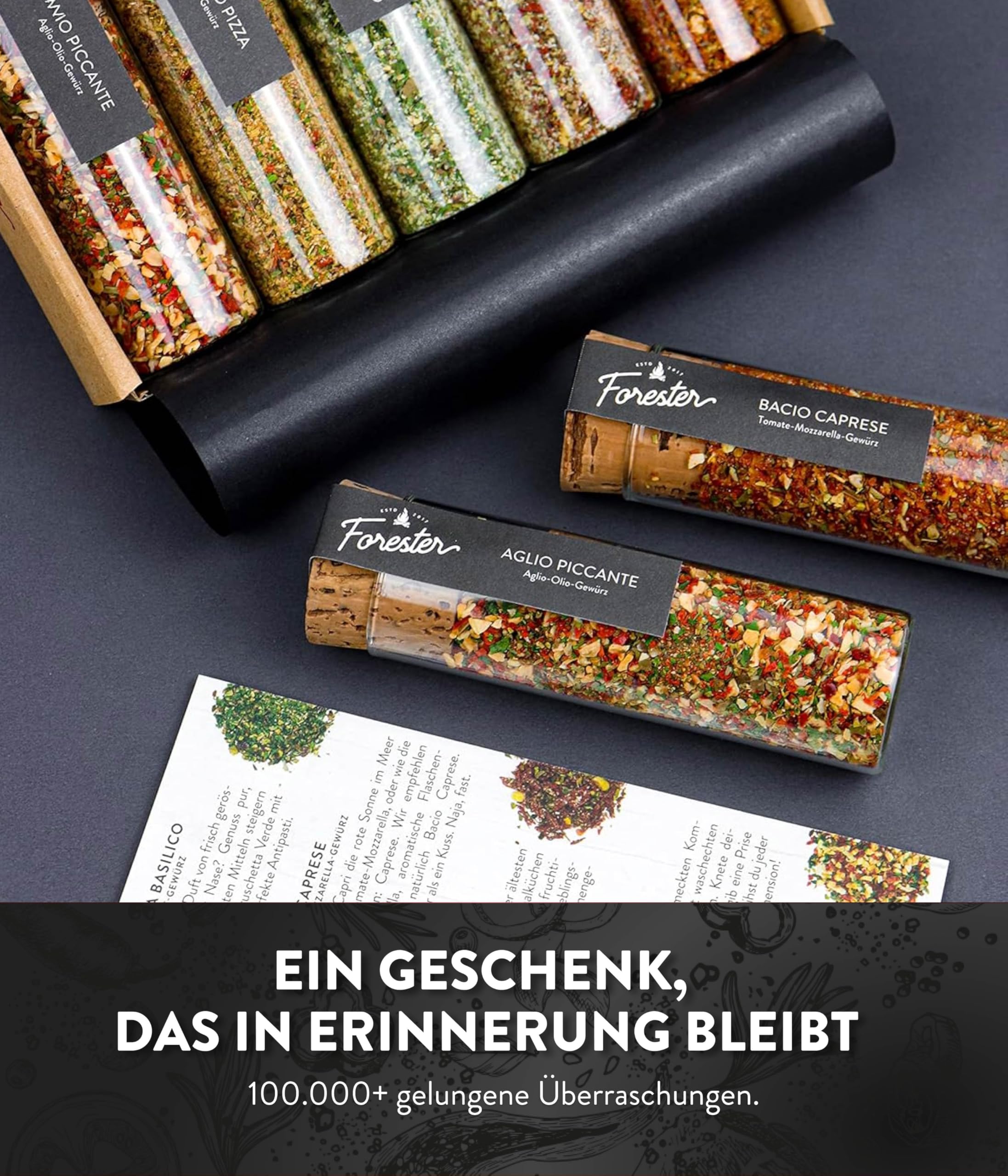 TIMBER TASTE® Grillgewürze Geschenkset - 5 premium BBQ Gewürze Rubs & Marinaden in edler Geschenkbox | Geschenke für Männer | Vatertag Geschenk | Gewürze Geschenkset ideal zum Grillen Geschenk Set