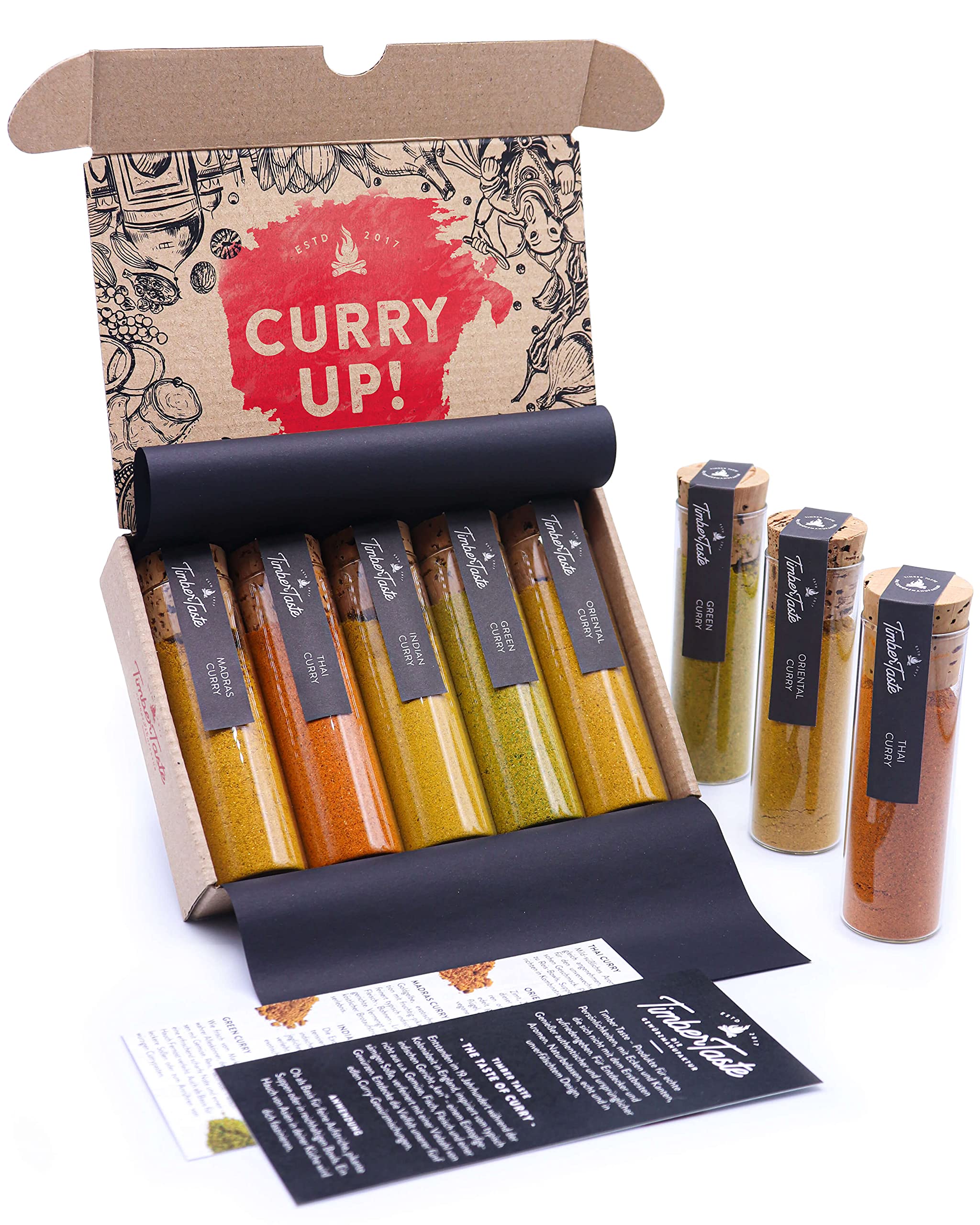 TIMBER TASTE® Grillgewürze Geschenkset - 5 premium BBQ Gewürze Rubs & Marinaden in edler Geschenkbox | Geschenke für Männer | Vatertag Geschenk | Gewürze Geschenkset ideal zum Grillen Geschenk Set