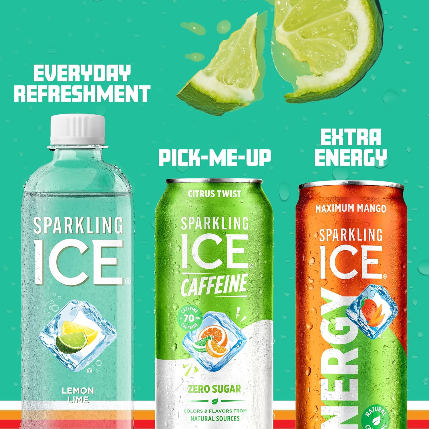 Sparkling Ice Caffeine Citrus Twist Sparkling Water with Caffeine, Zero Sugar, with Antioxidants and Vitamins,16 fl oz Cans (Pack Of 12)