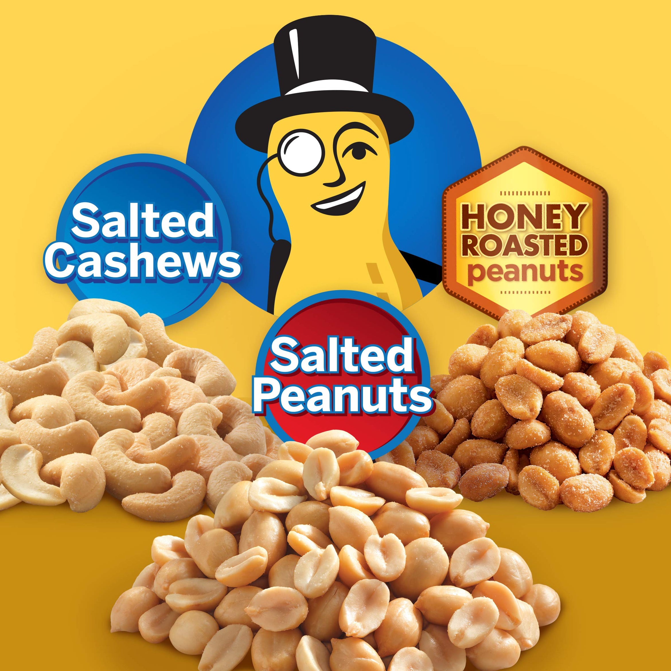 PLANTERS Variety Pack, Salted Cashews, Salted Peanuts & Honey Roasted Peanuts, On-the-Go Nut Snacks, Individually Packed Snacks, Mixed Nuts, Kosher, (36 Count)