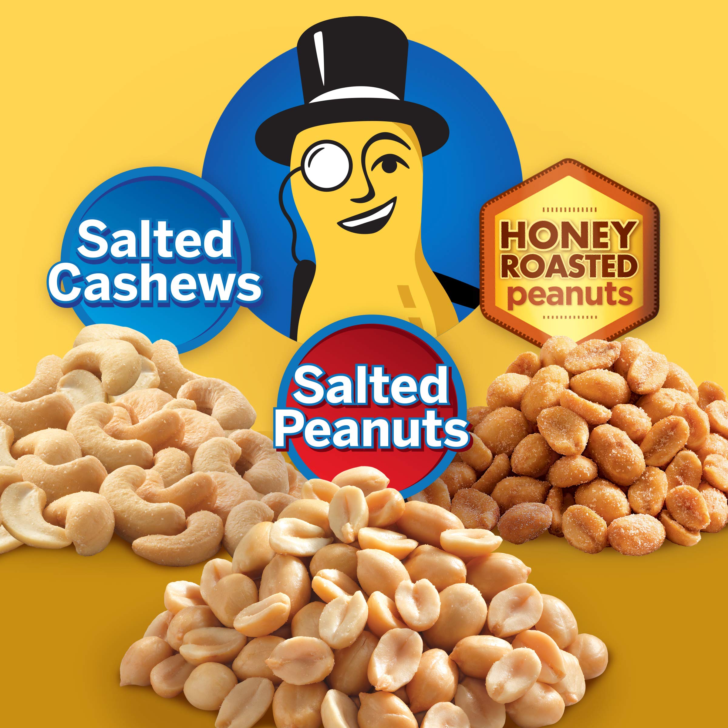 PLANTERS Variety Pack, Salted Cashews, Salted Peanuts & Honey Roasted Peanuts, On-the-Go Nut Snacks, Individually Packed Snacks, Mixed Nuts, Kosher, (36 Count)