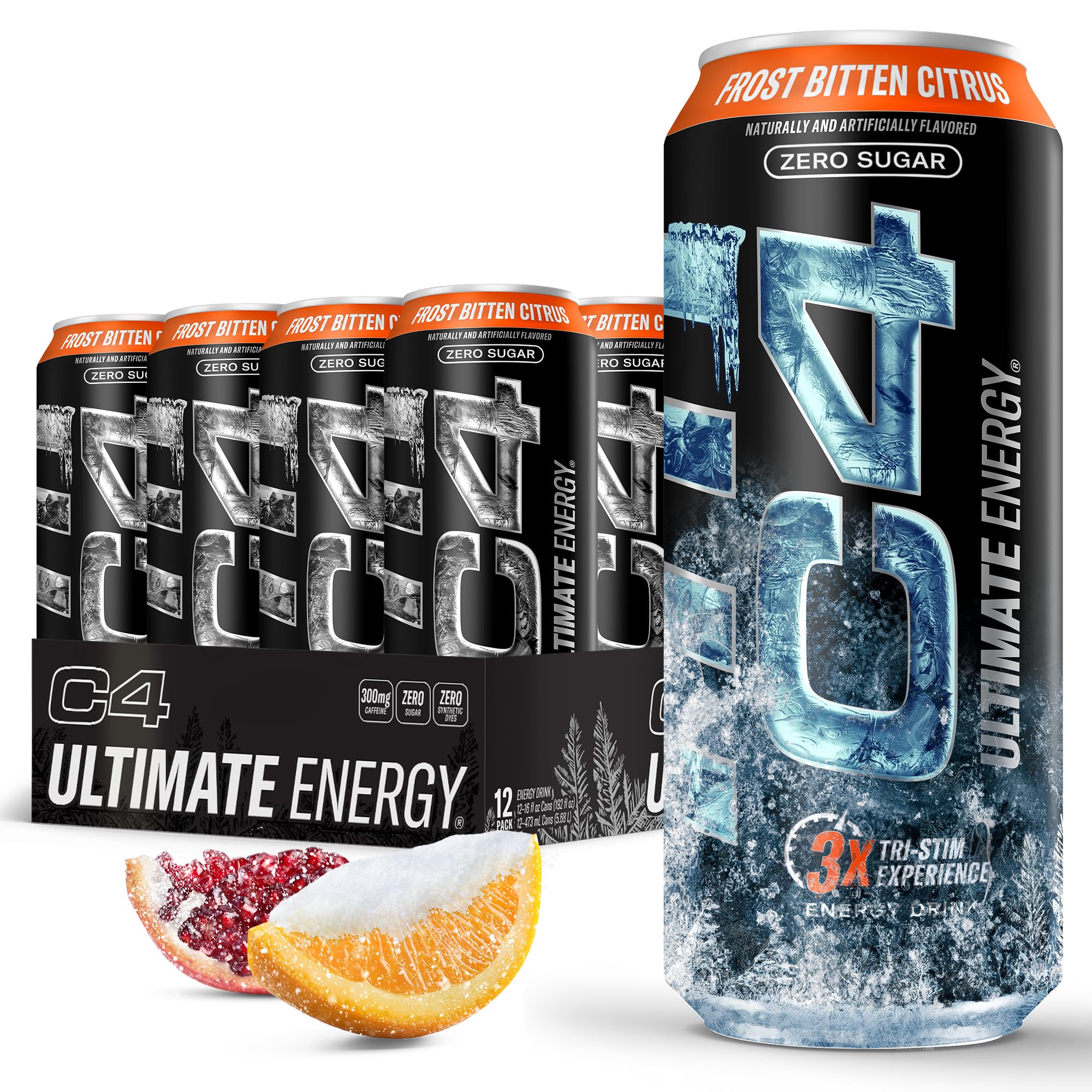 Cellucor C4 Ultimate | Pre Workout Sugar Free Energy Drink | Tri-Stim Experience with 300mg Caffeine + TeaCrine + Dynamine | Fruit Punch | 16oz (Pack of 12)