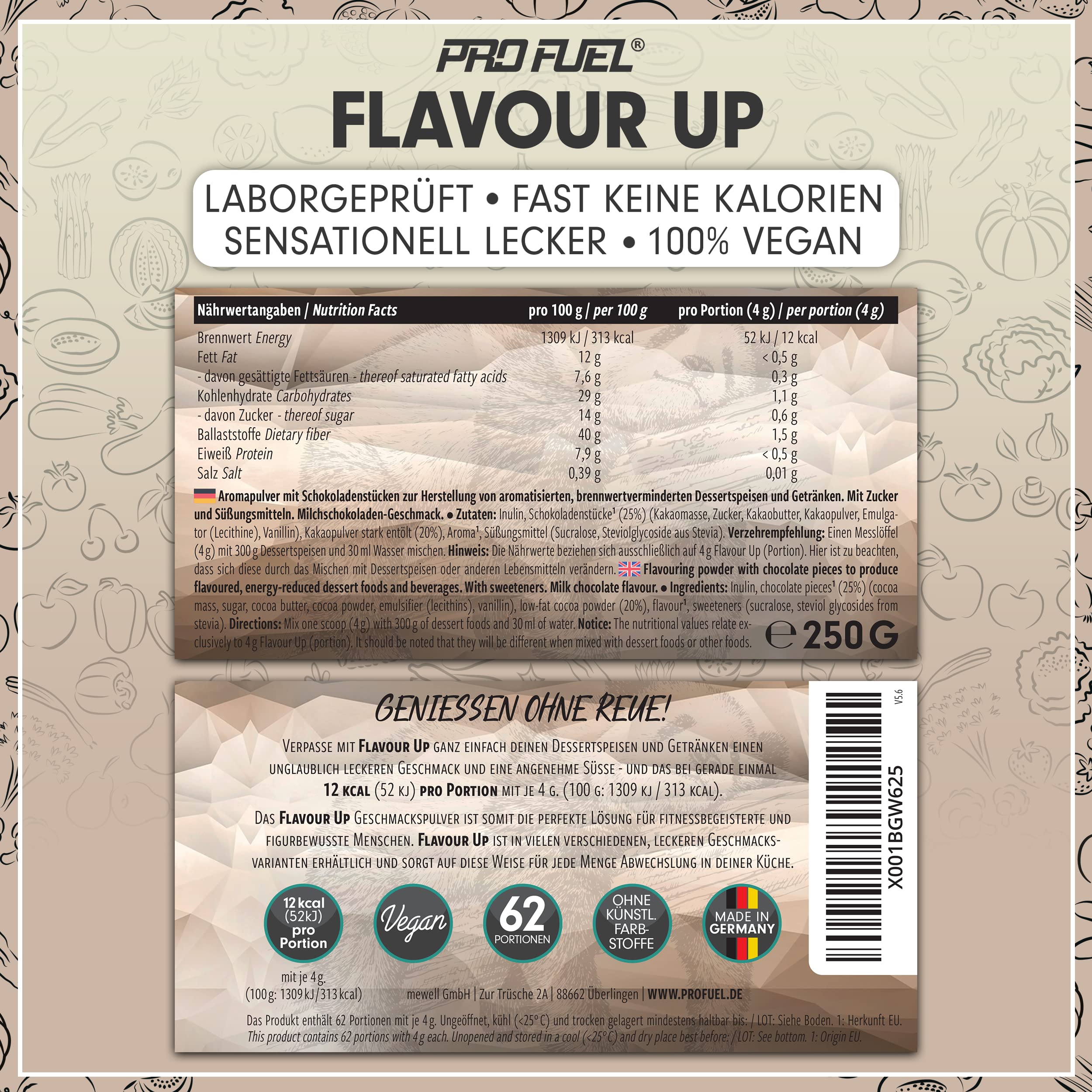 Geschmackspulver MIX PACK mit 8x30g Proben, 8 unglaublich leckere Flavours, nur 8-14 kcal pro Portion, Aroma & angenehme Süße, vielseitig einsetzbar für Lebensmittel & Getränke, FLAVOUR UP