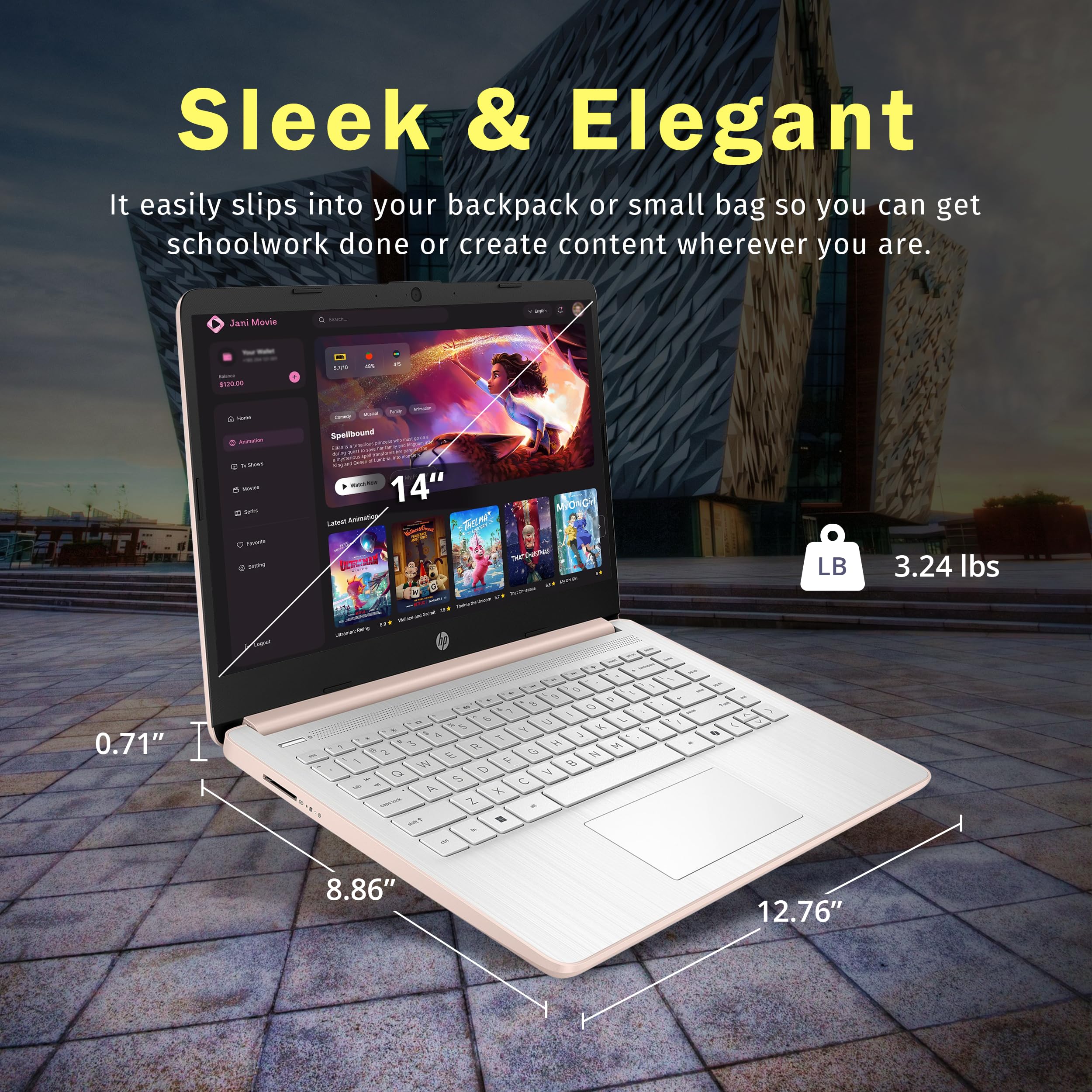 HP Stream 14" HD BrightView Laptop, Intel Celeron N4120, 16GB RAM, 288GB Storage (128GB UFS + 160GB Docking Station Set), Intel UHD Graphics, 720p Webcam, Wi-Fi, 1 Year Office 365, Win 11S, Silver