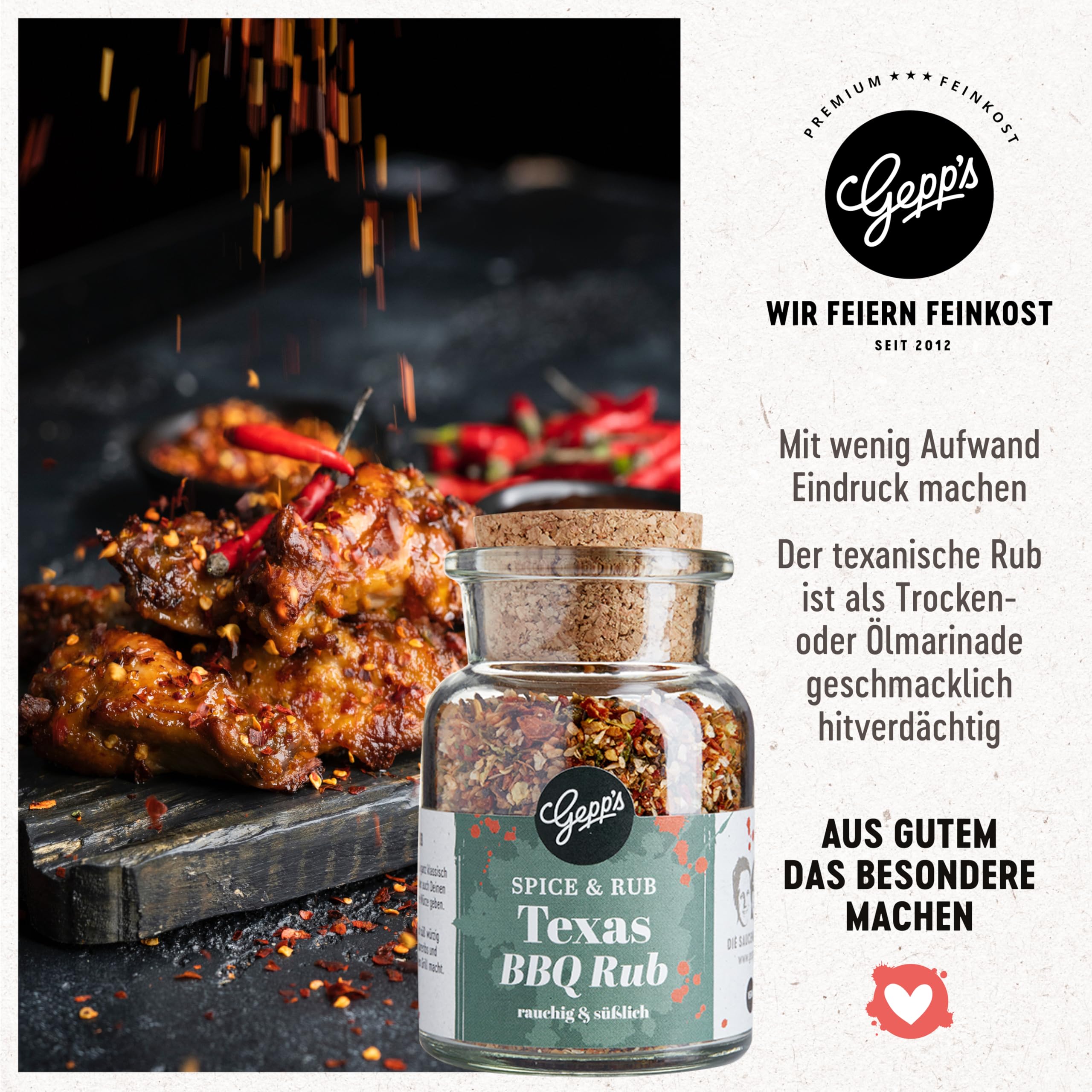 Gepp’s Feinkost Herrenhandtasche I Lustiges Männergeschenk gefüllt mit Delikatessen wie Knoblauch-Chili-Sauce, Edelkräuter-Olivenöl, Texas BBQ Rub I Geschenkidee für Männer