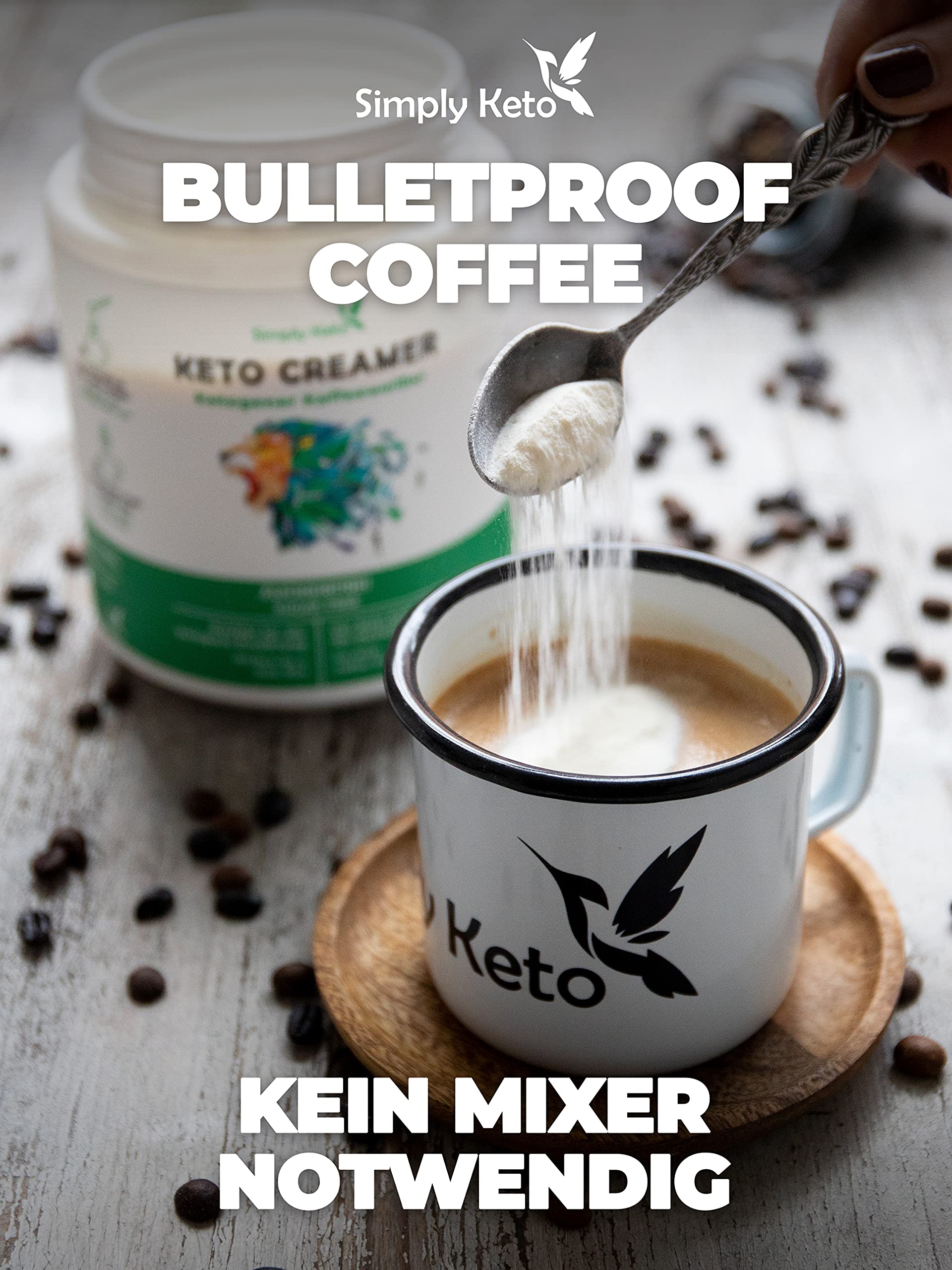 Simply Keto Keto Creamer Vorratsdose 450g - Ohne Zuckerzusatz ketogener Kaffeeweißer für leckeren Milchkaffee - Mit Kokosöl & Weidebutter - Ohne Zucker & Kohlenhydrate - Optimiert für Geschmack