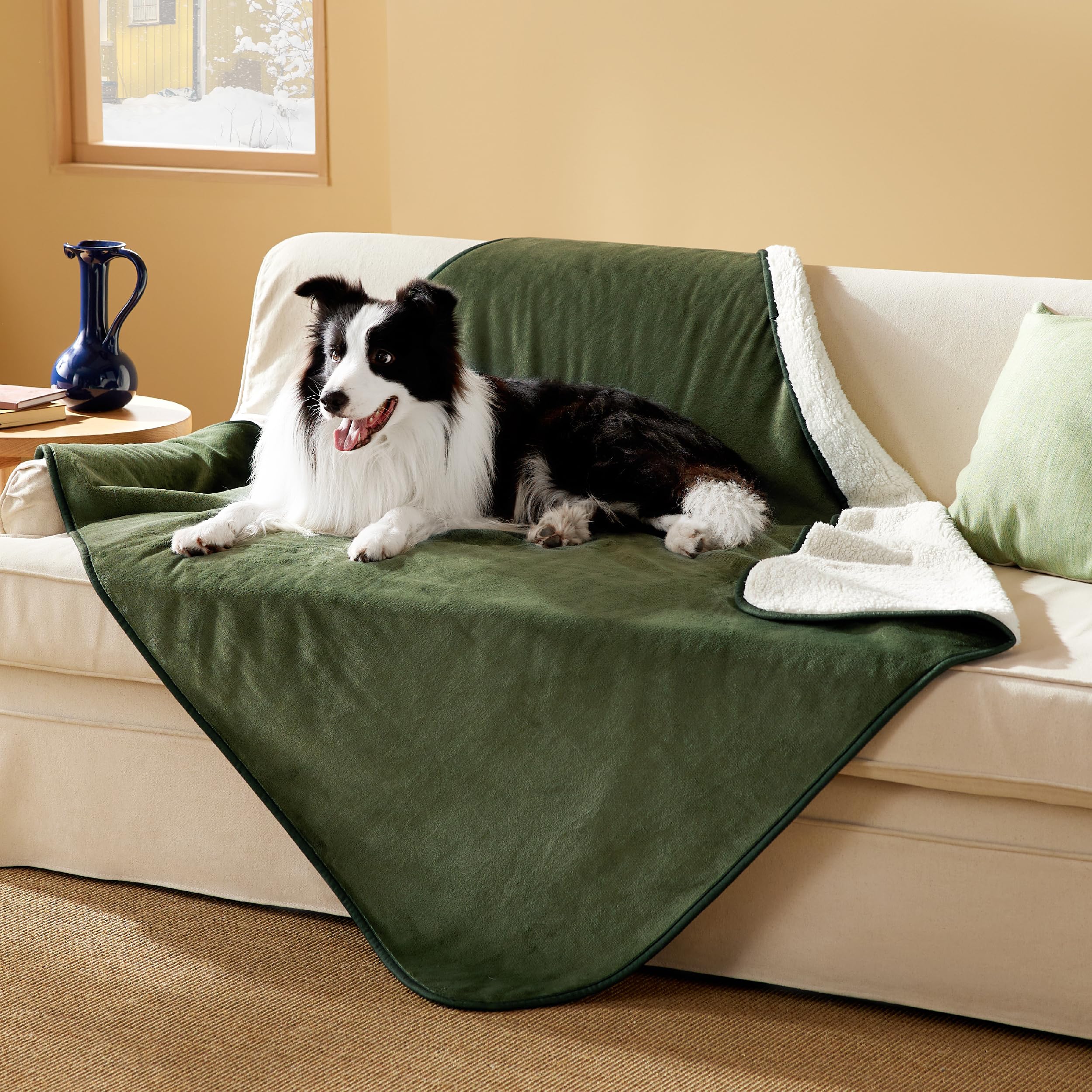 LE SURE wasserdichte Hundedecke mittelgroße Hunde - 100x80cm Hundedecke waschbar, Hundedecke Sofaschutz aus Sherpa Fleece, Katzendecke flauschig und weich, Grau